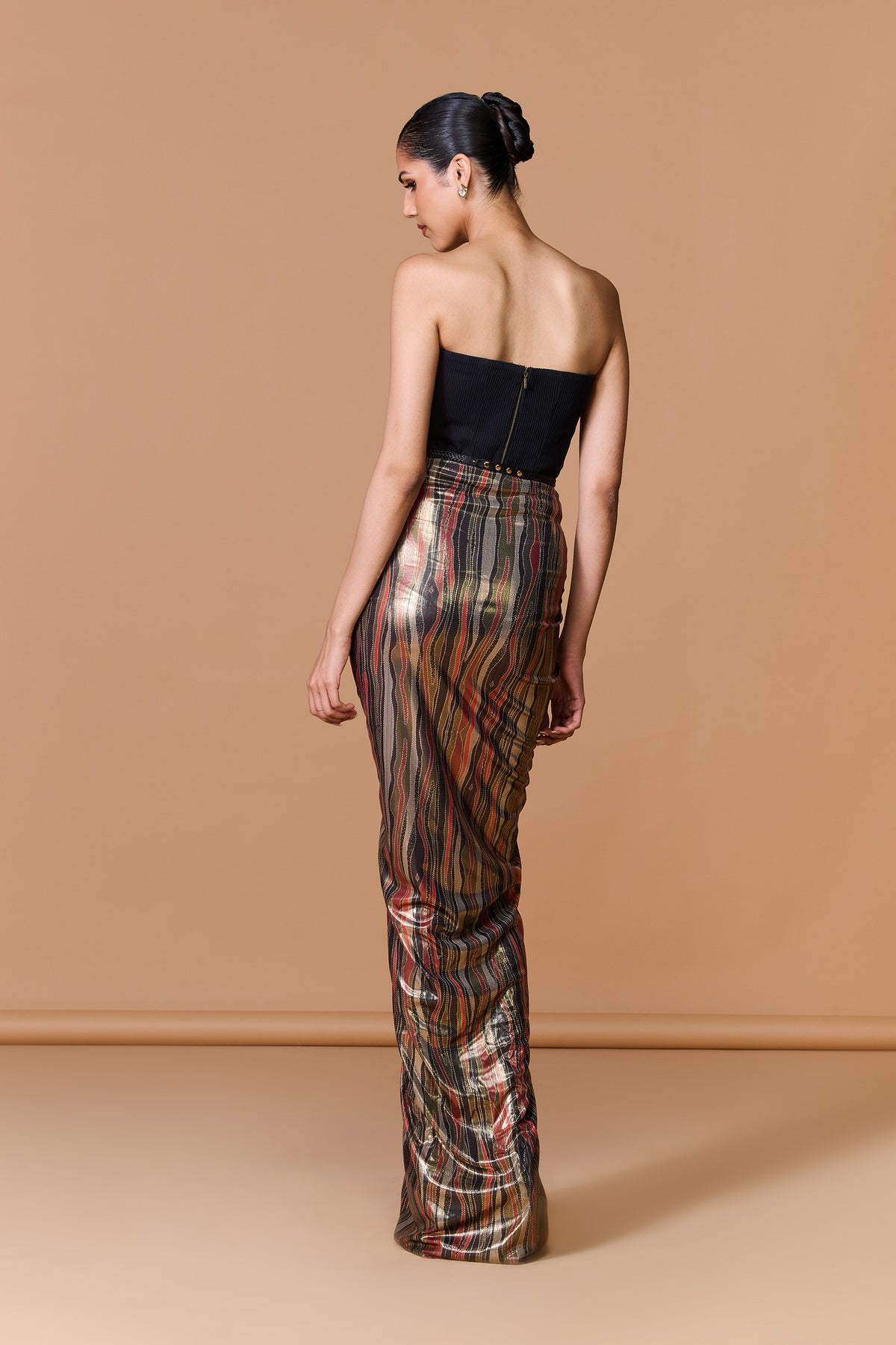 Abstract Stripe Drape Skirt