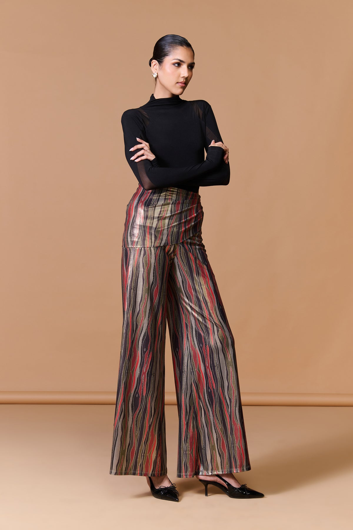 Abstract Stripe Draped Trousers