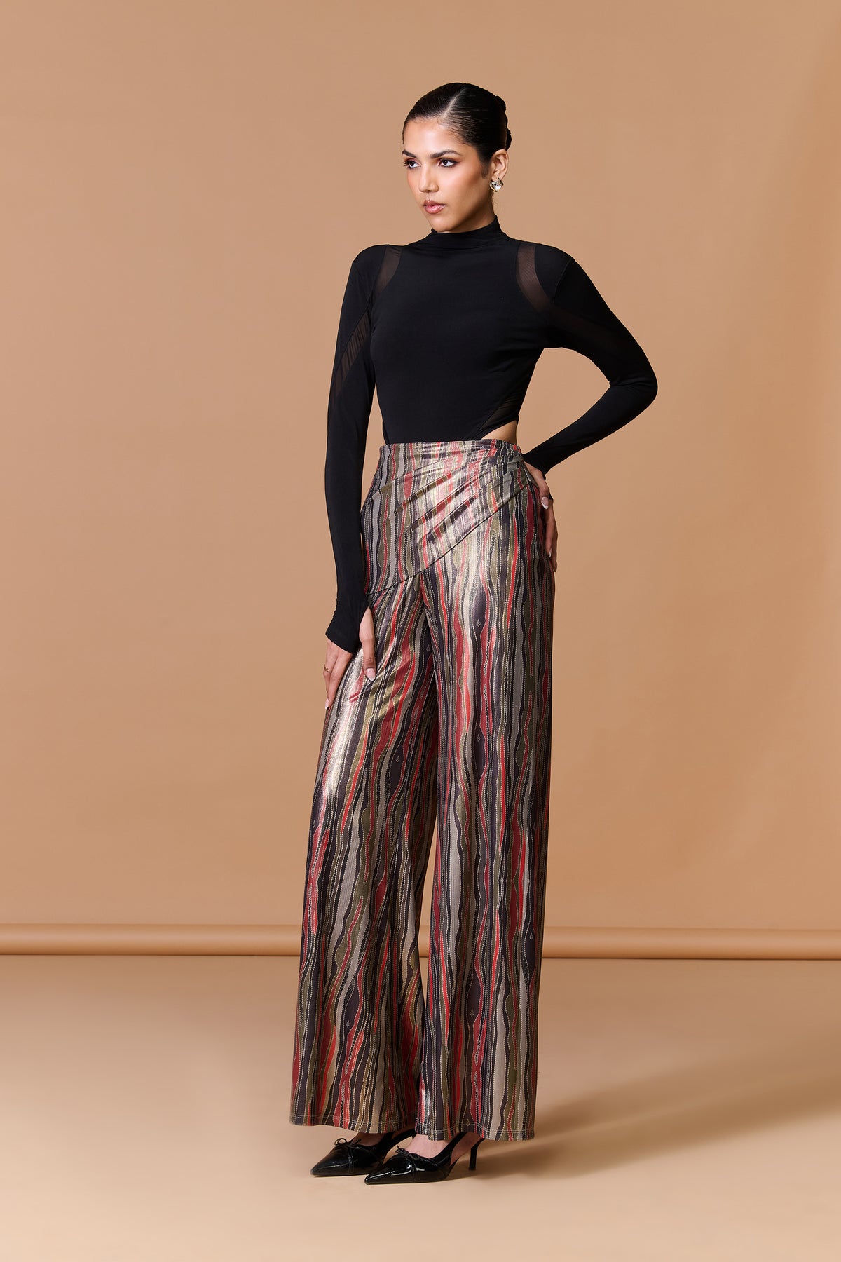 Abstract Stripe Draped Trousers