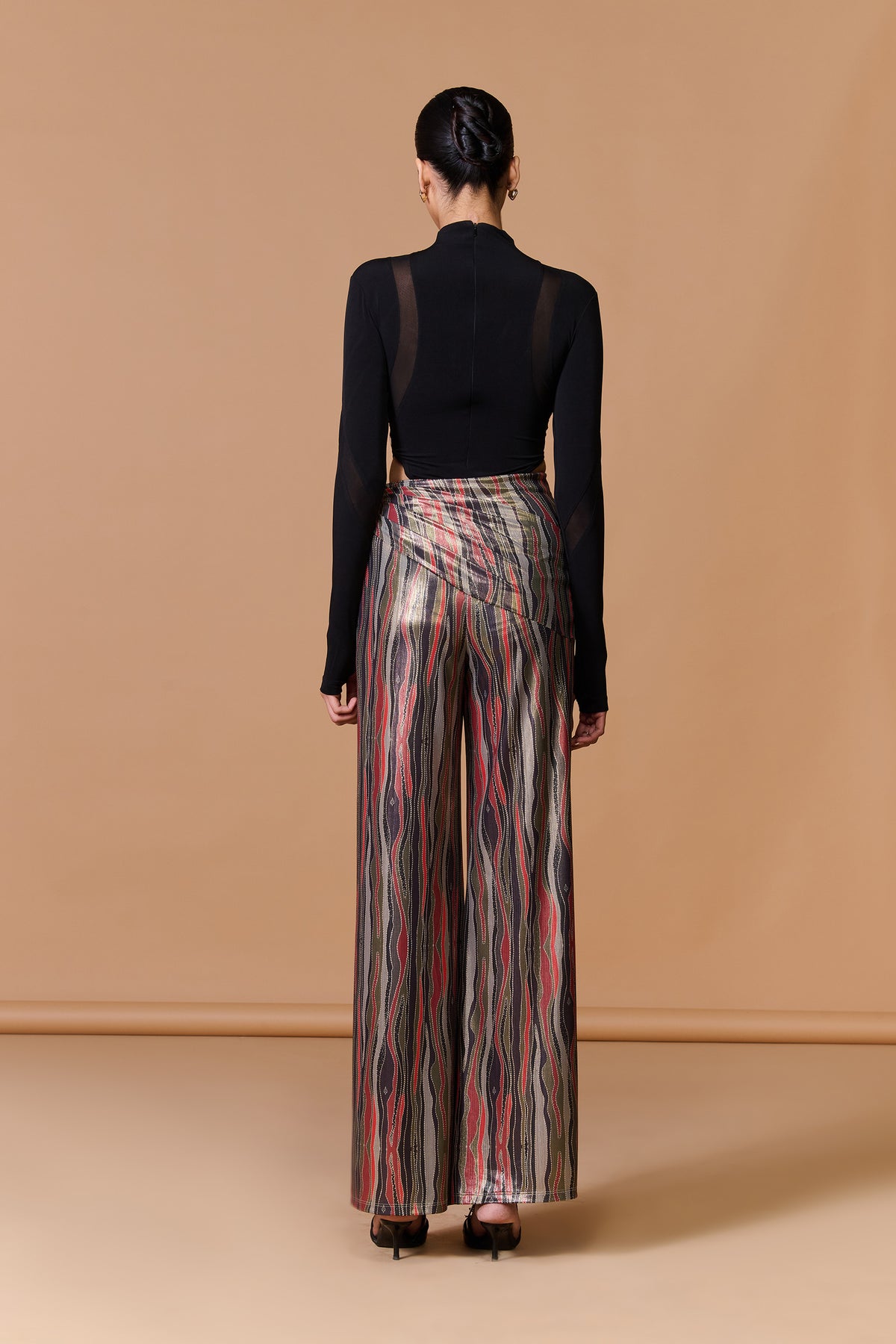 Abstract Stripe Draped Trousers