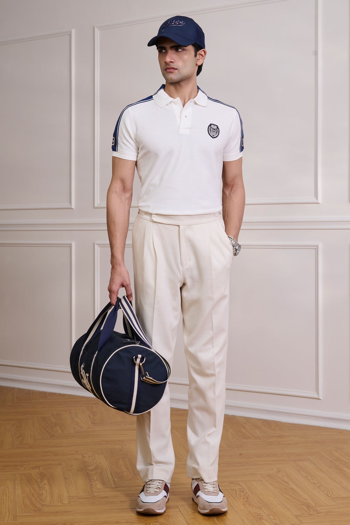 SNCC White Supima Colour-Block Yorker