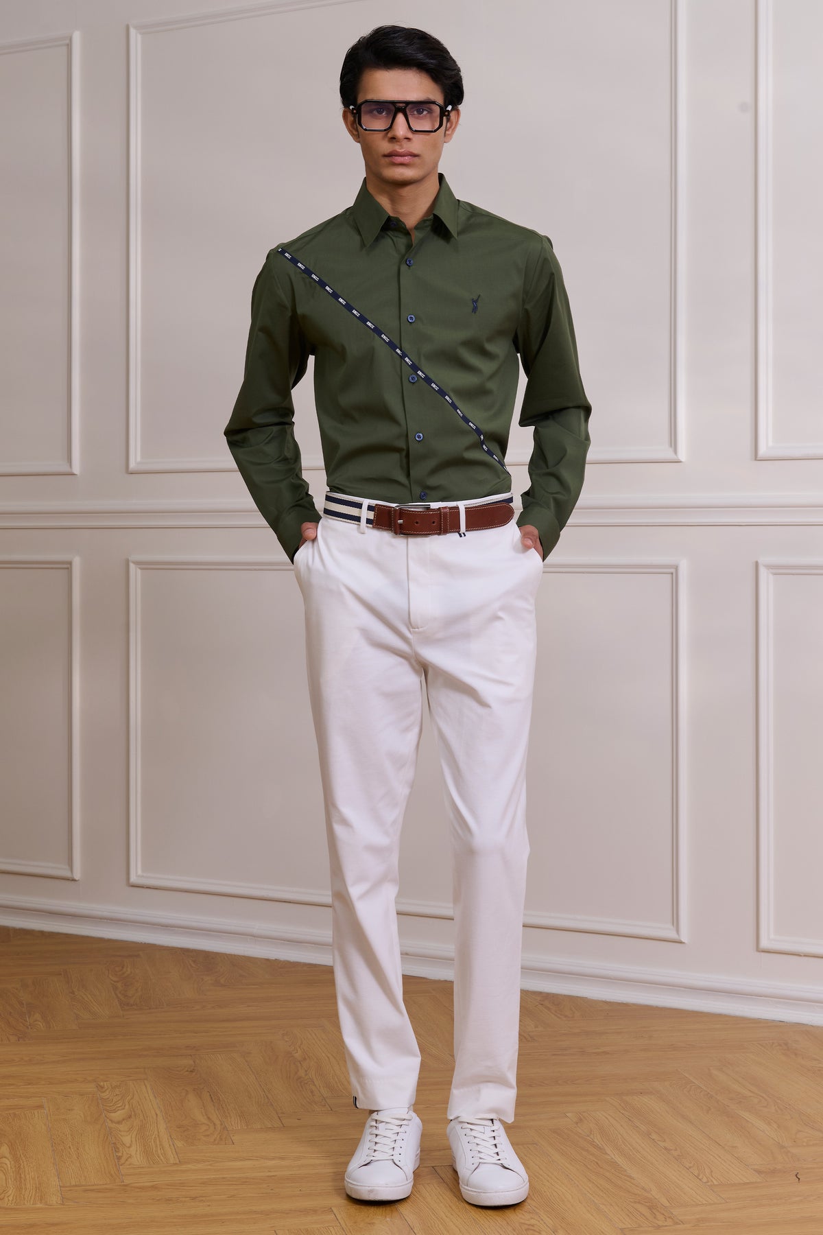 SNCC Olive Diagonal Tape Shirt