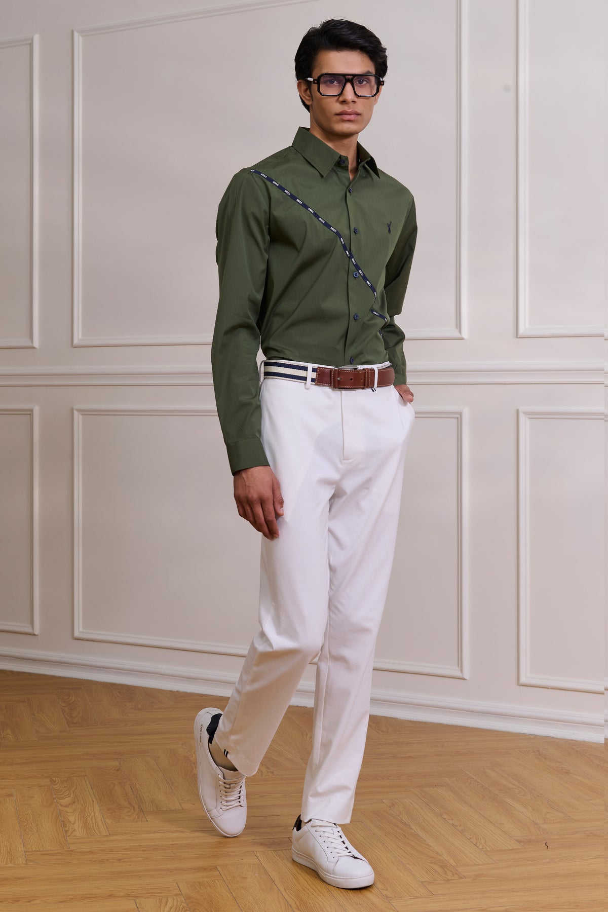 SNCC Olive Diagonal Tape Shirt