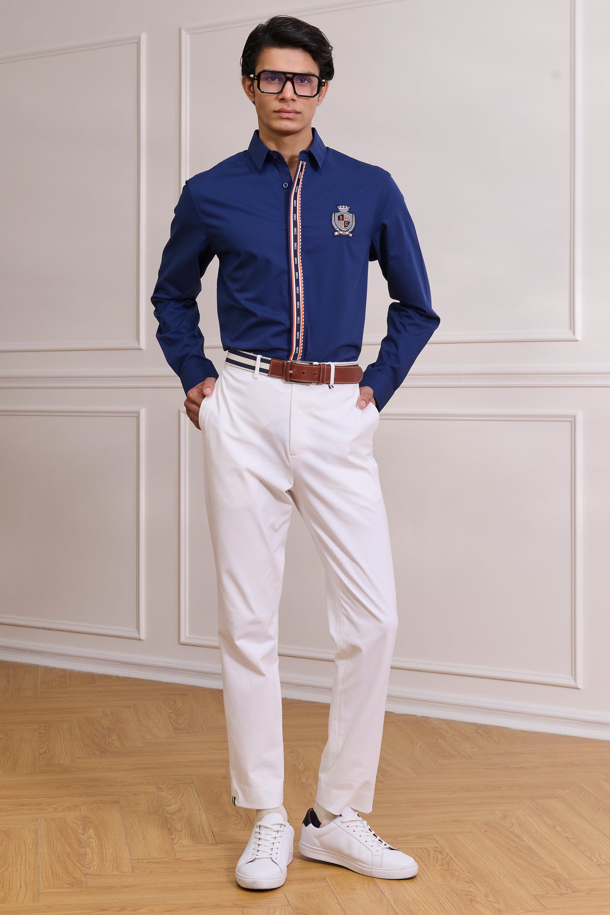 SNCC Navy Shirt with Tape-Trimmed Placket