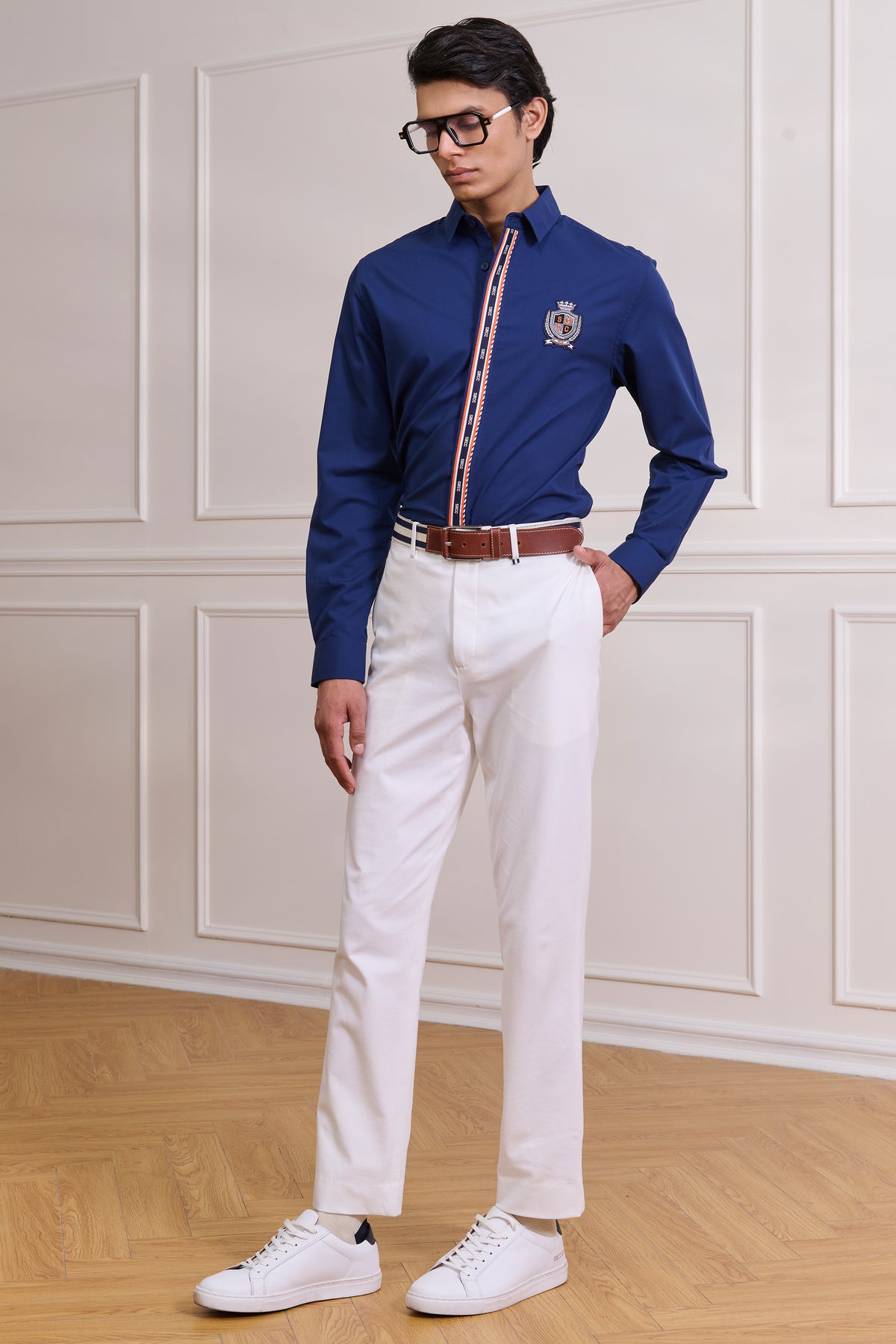 SNCC Navy Shirt with Tape-Trimmed Placket
