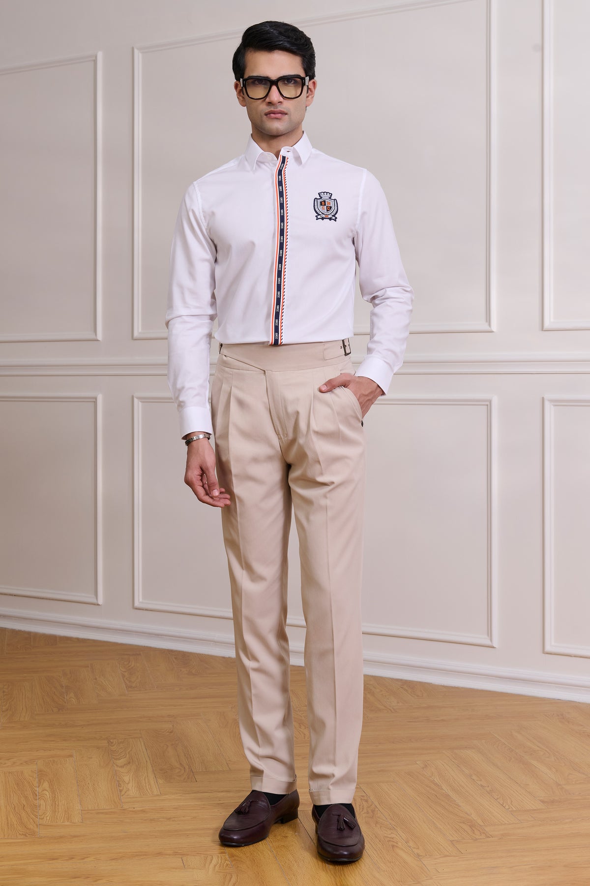 SNCC White Shirt with Tape-Trimmed Placket