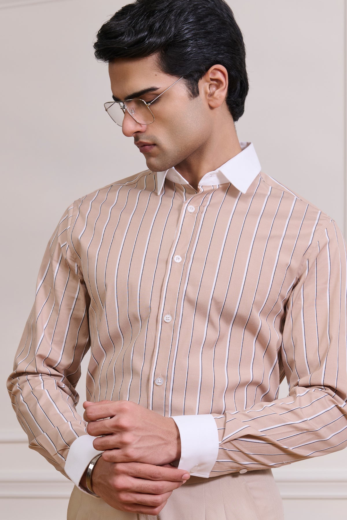 SNCC Tan Striped Shirt