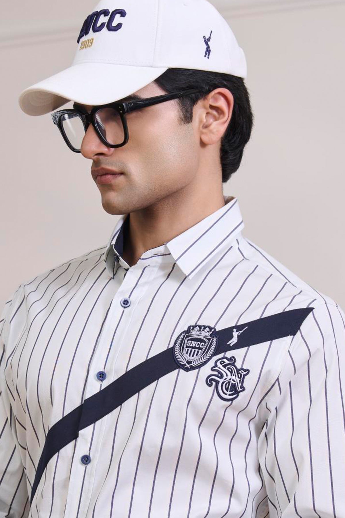 SNCC Diagonal Crest Stripe Shirt