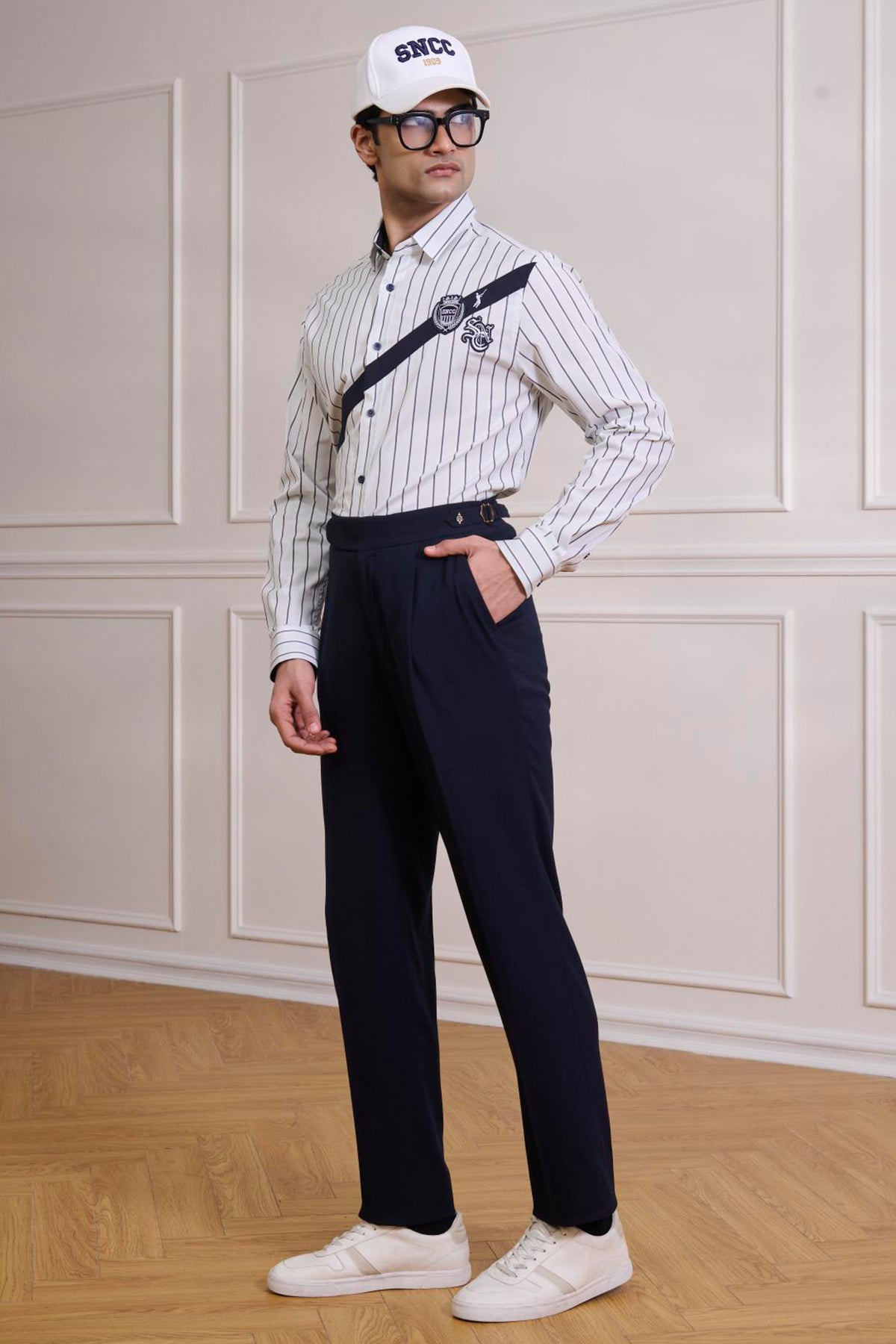 SNCC Diagonal Crest Stripe Shirt