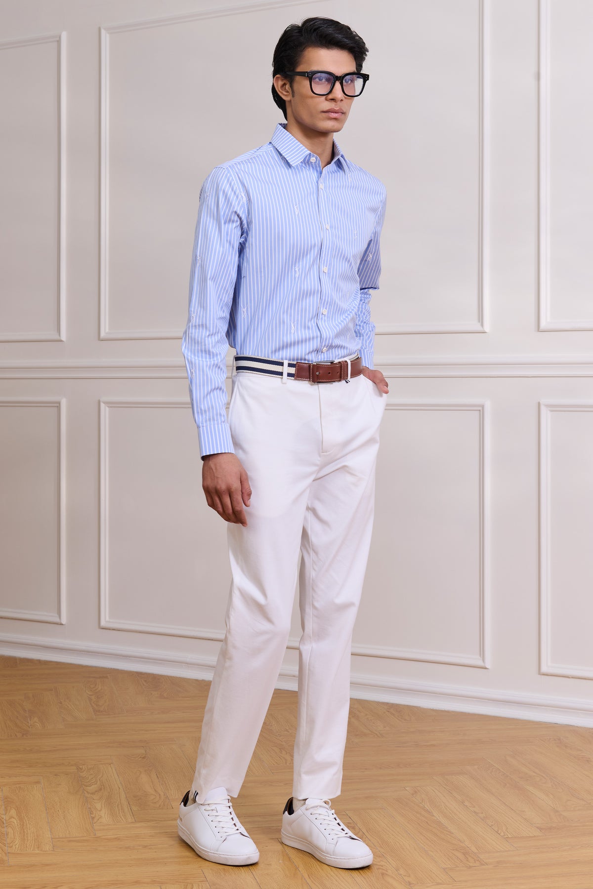 SNCC Striped Shirt with Batsman Motif