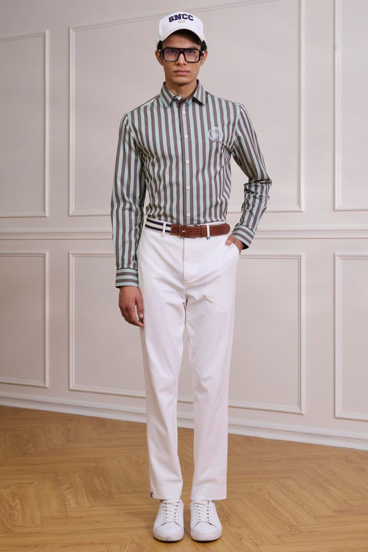 SNCC Jade Striped Shirt with Embriodered Crest