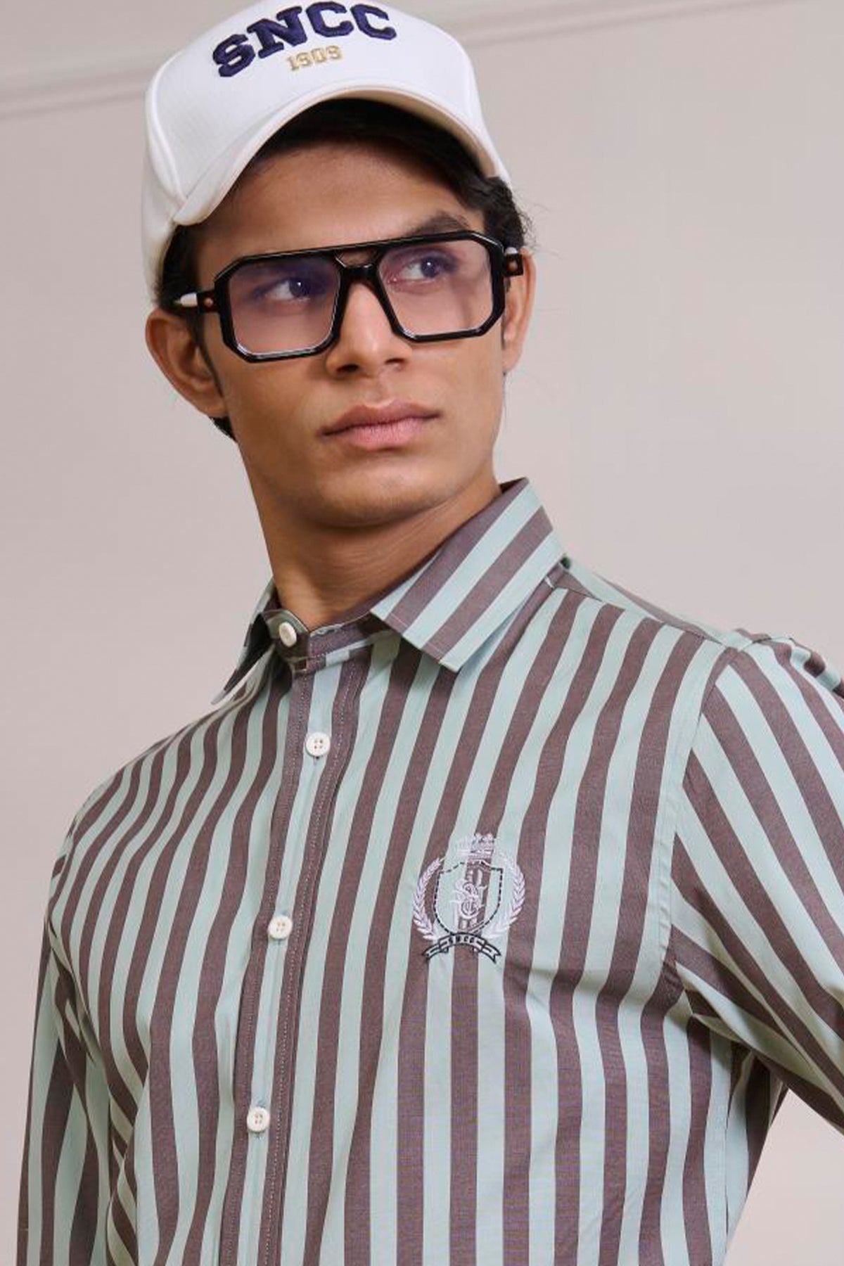 SNCC Jade Striped Shirt with Embriodered Crest