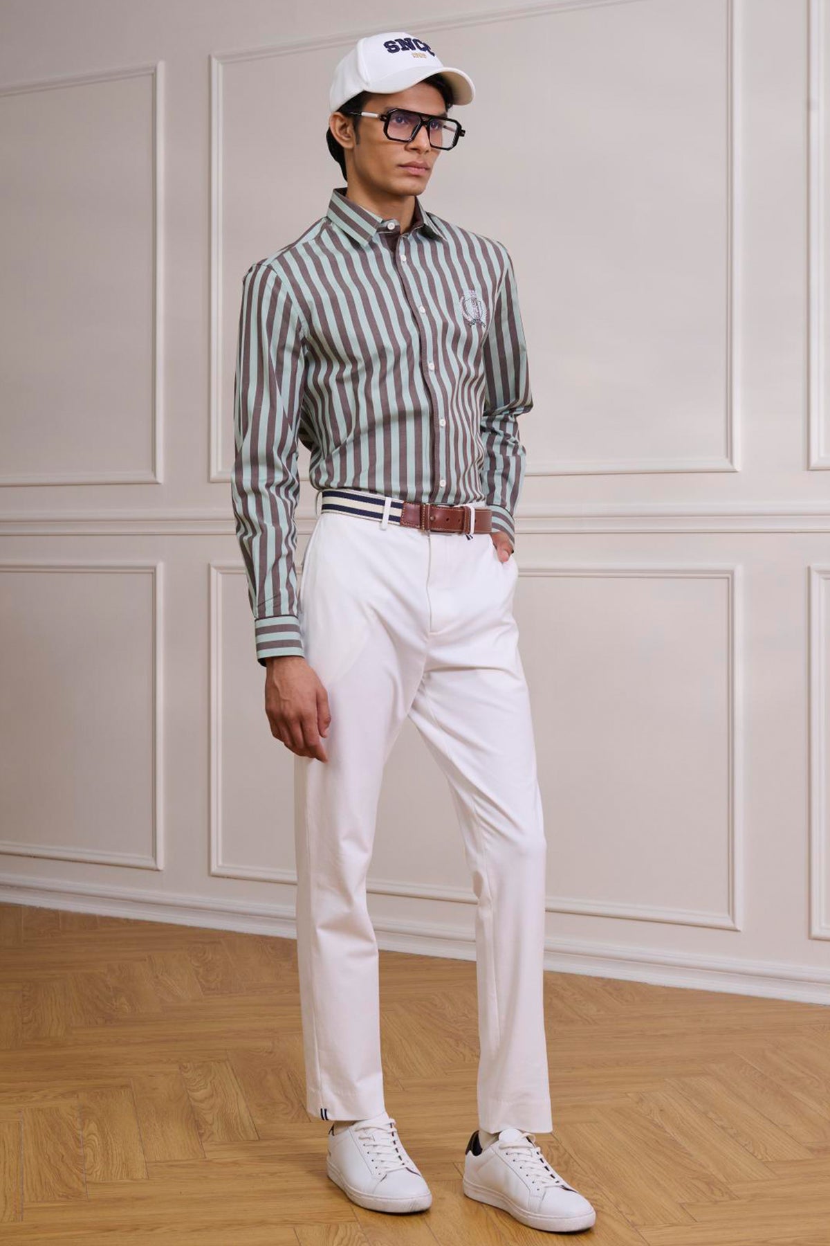 SNCC Jade Striped Shirt with Embriodered Crest
