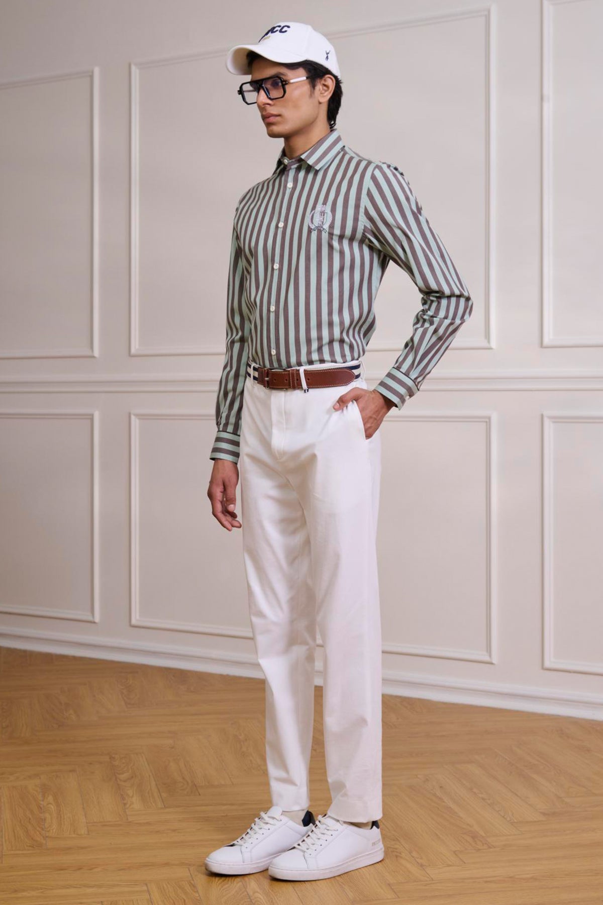 SNCC Jade Striped Shirt with Embriodered Crest