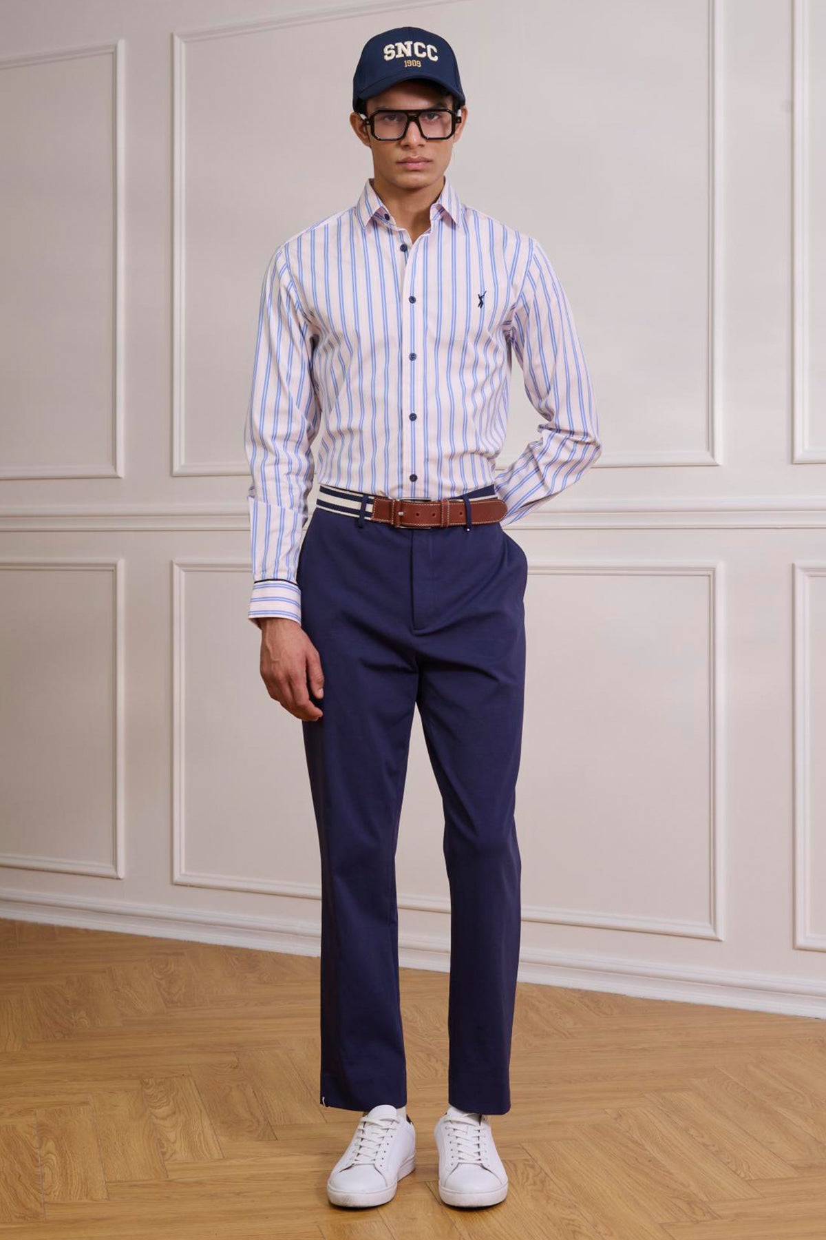 SNCC Pink Striped Shirt with Batsman Logo