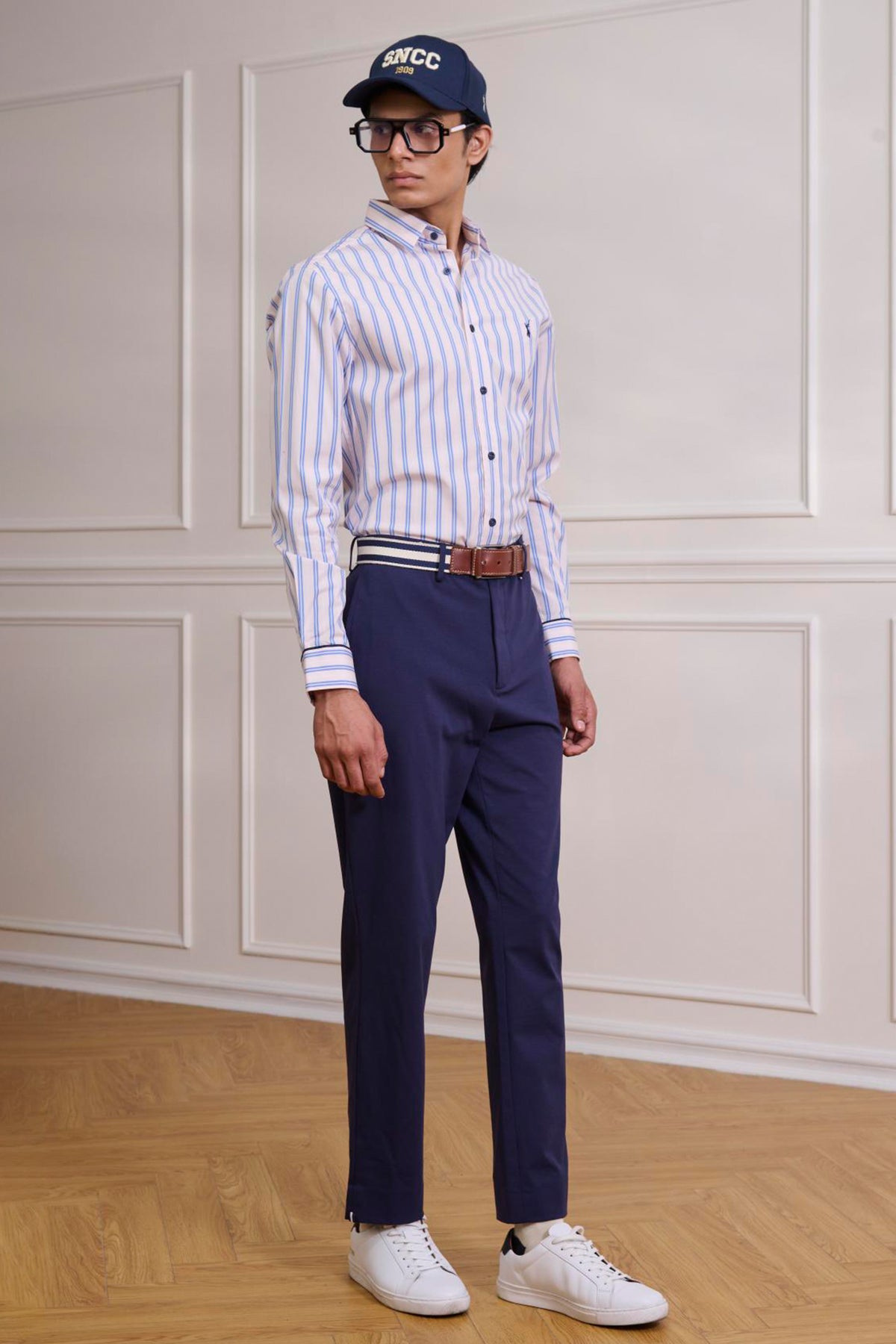 SNCC Pink Striped Shirt with Batsman Logo