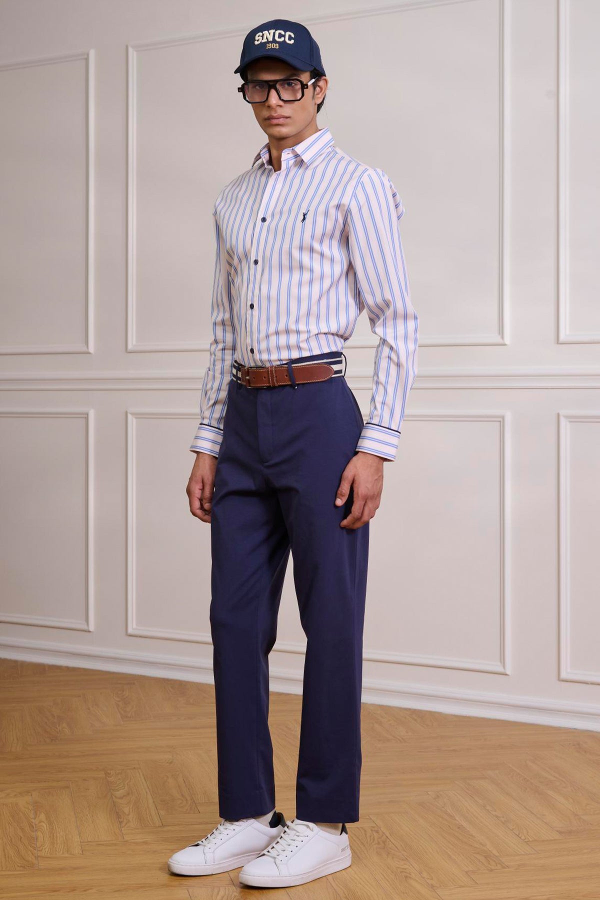 SNCC Pink Striped Shirt with Batsman Logo