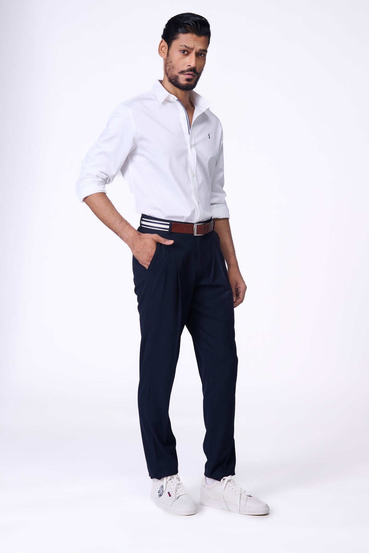 SNCC White Shirt with Striped Taping Placket.