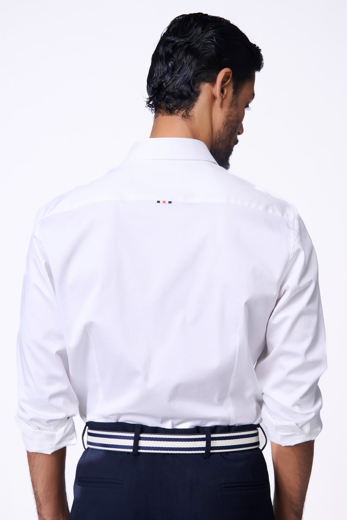 SNCC White Shirt with Striped Taping Placket.