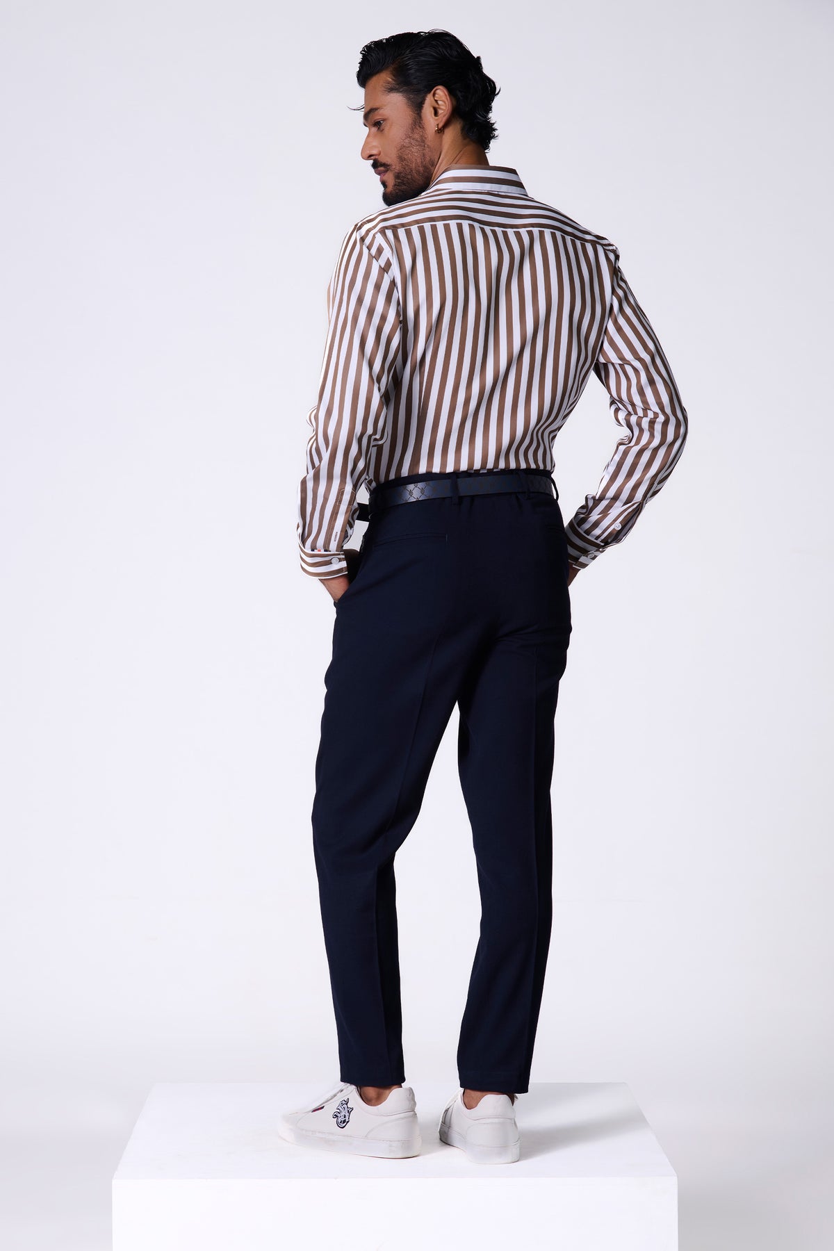 SNCC Brown Striped Shirt with Batsman Logo