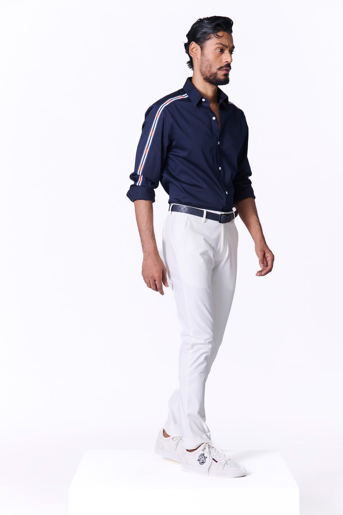 SNCC Navy Shirt with Striped Piping Details