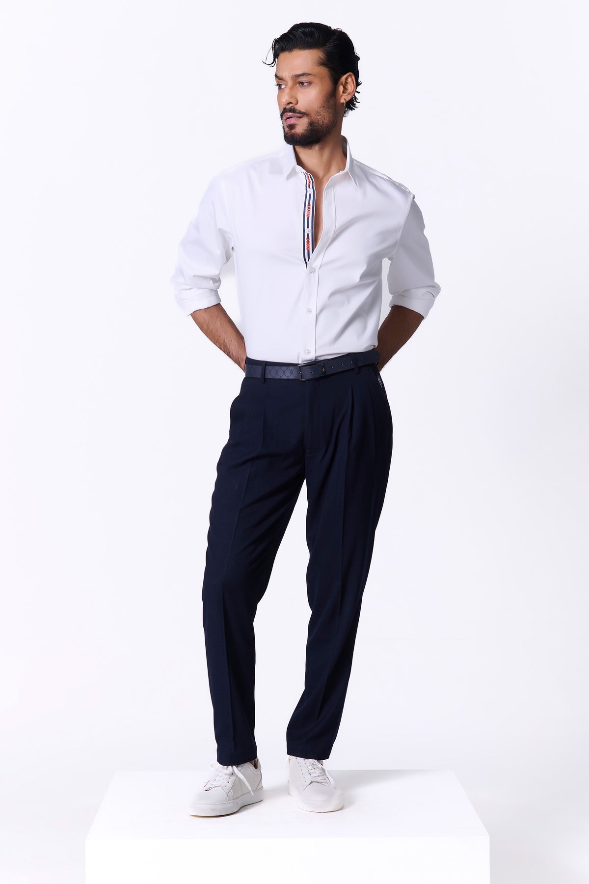SNCC White Shirt with Striped Taping Placket