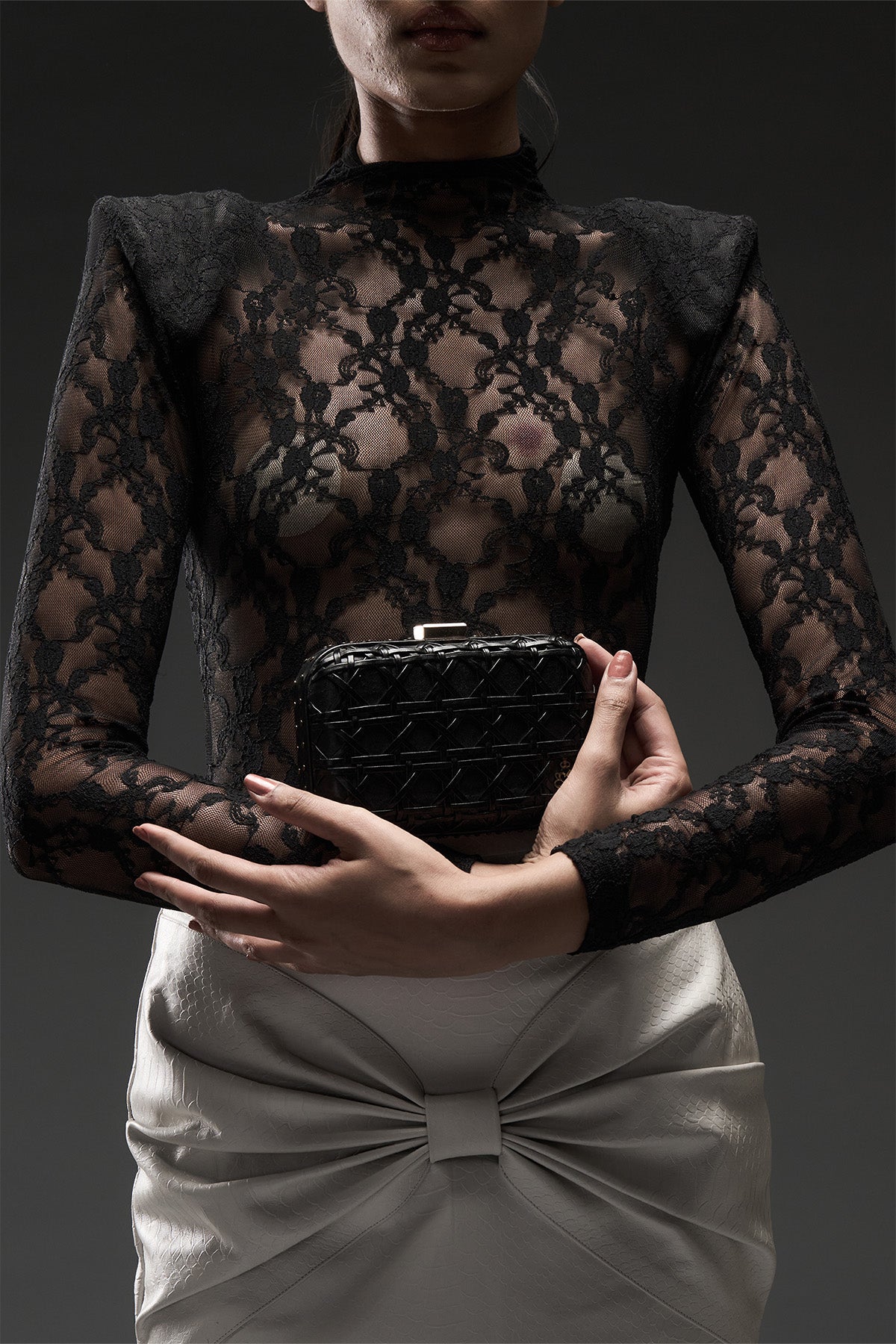 Ruched Leather Mini Skirt