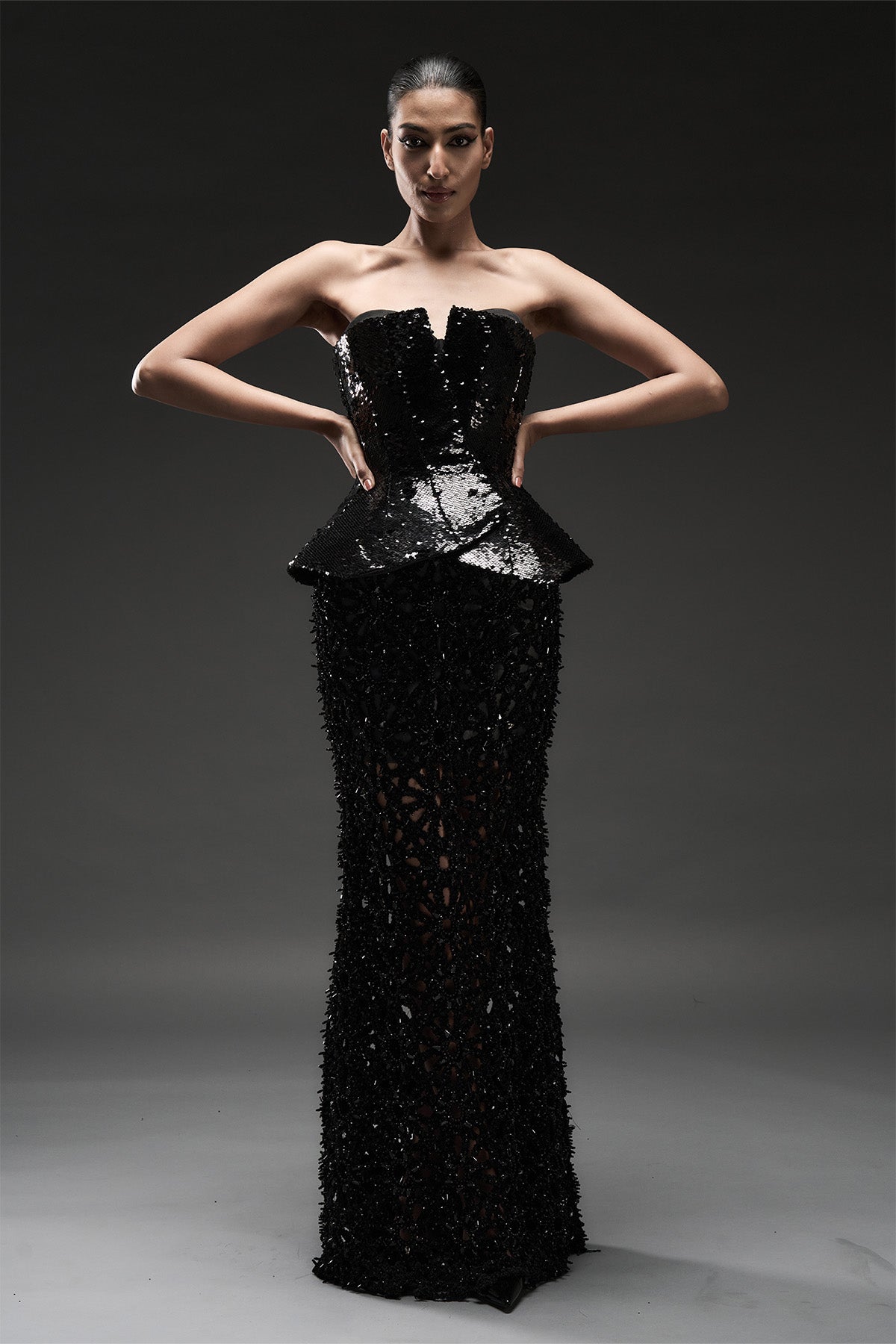 Sequin Peplum Corset Top
