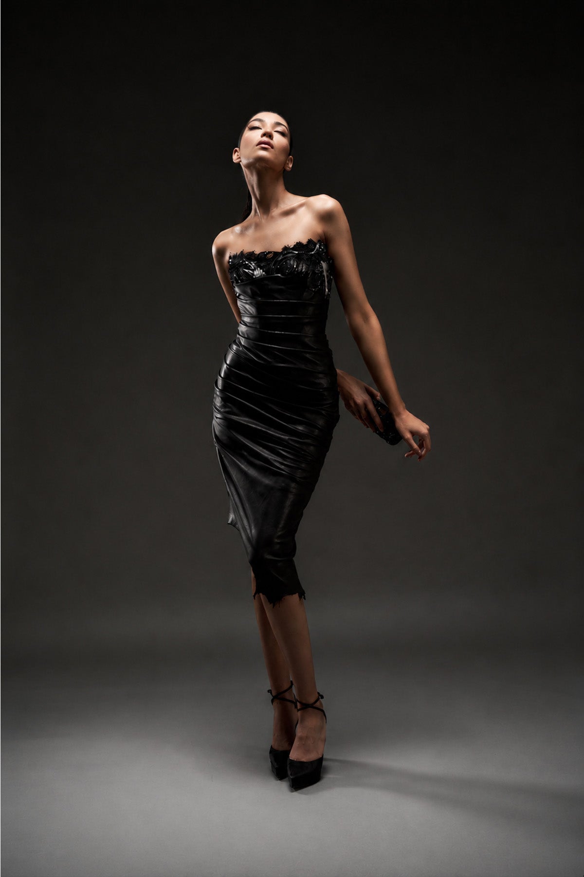 Leather Phoenix Drape Dress