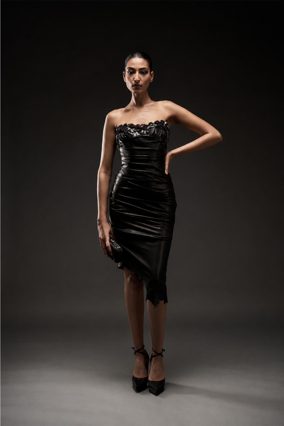 Leather Phoenix Drape Dress