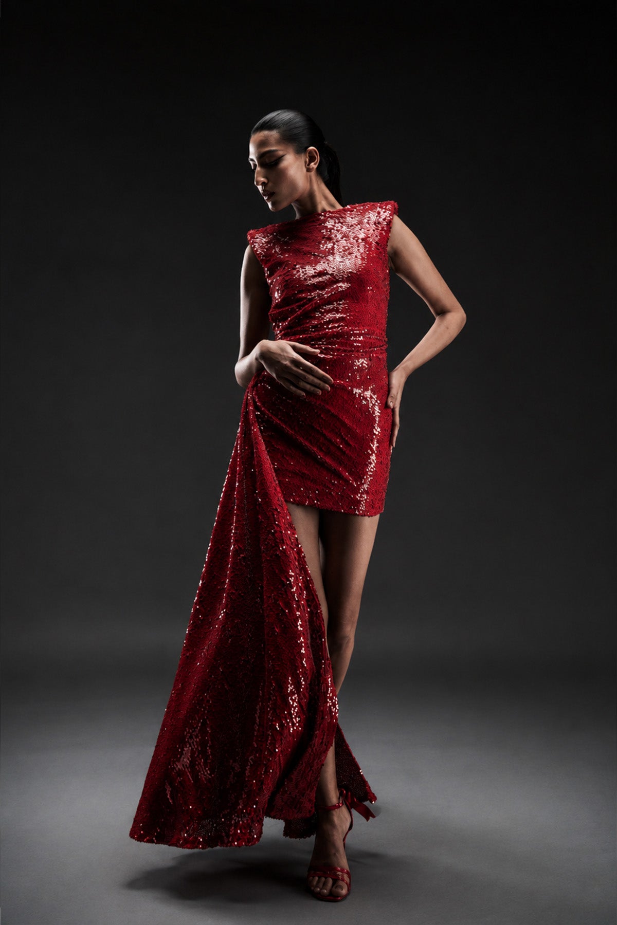 Scarlet Sequin Drape Dress
