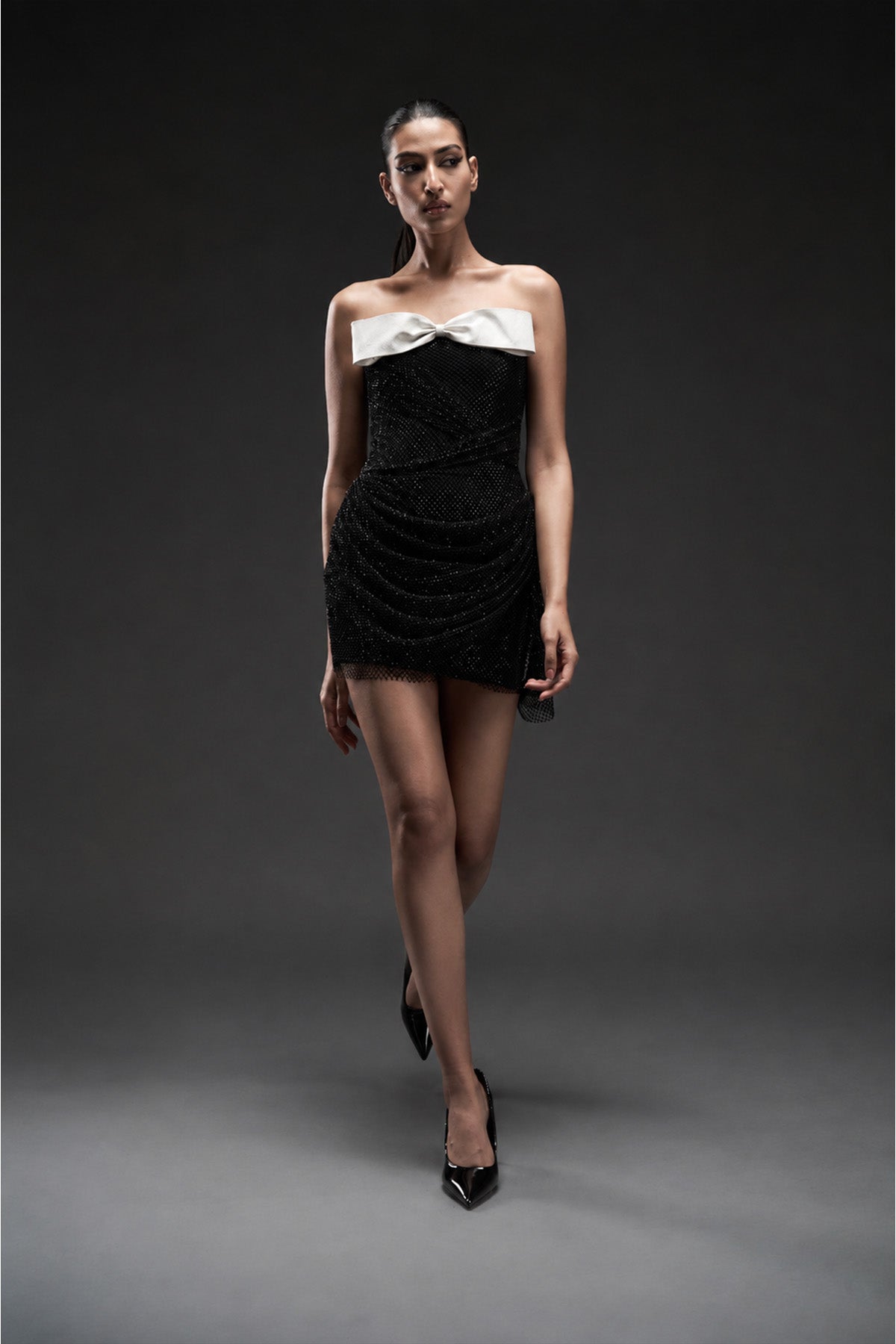 Crystal Bow Mini Dress