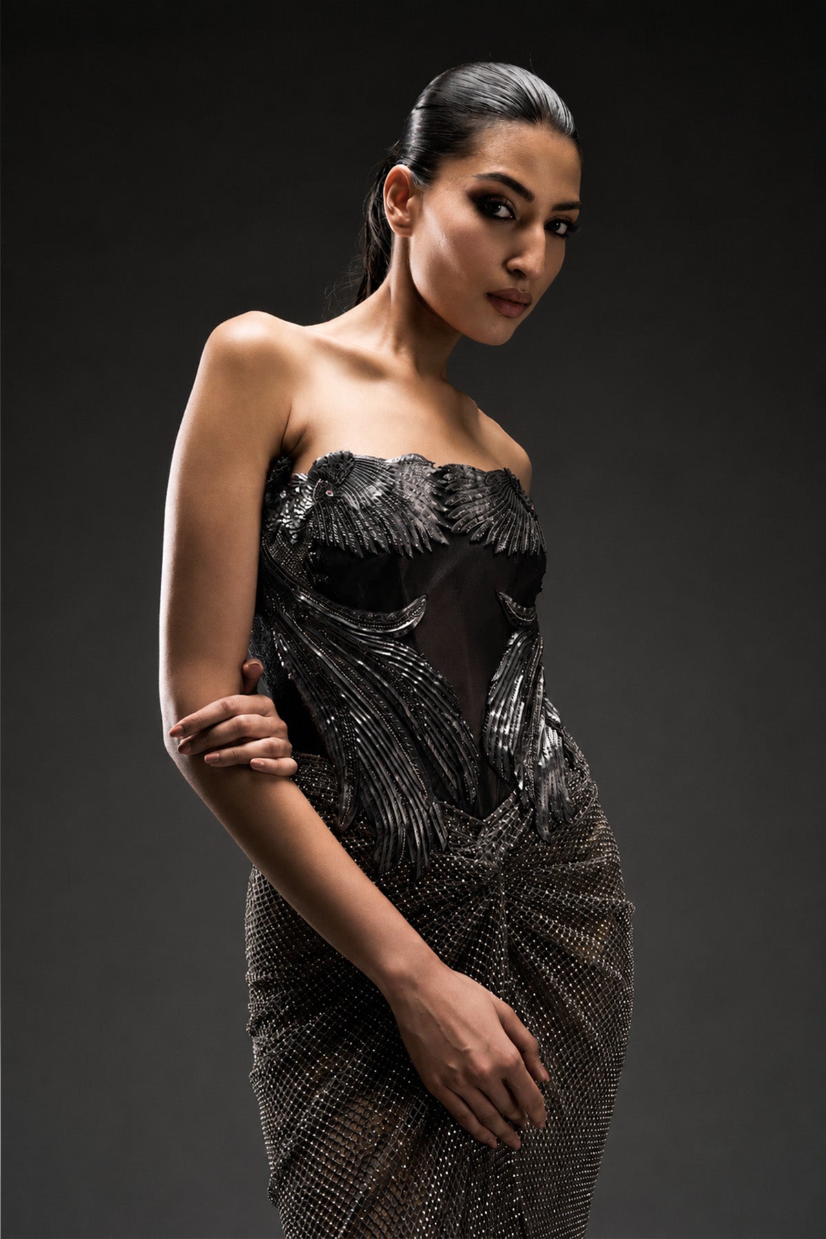 Phoenix Embroidered Crystal Gown