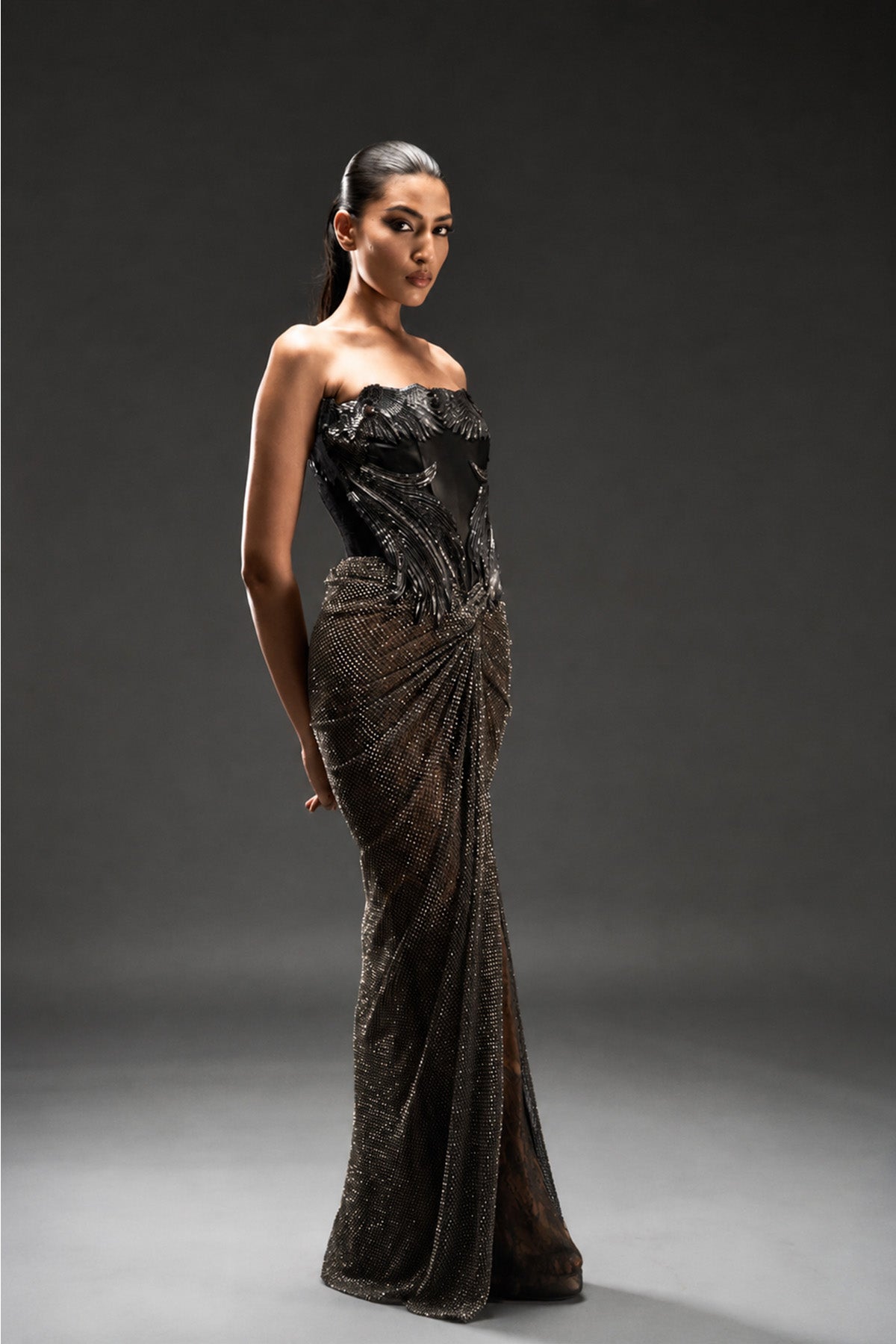 Phoenix Embroidered Crystal Gown