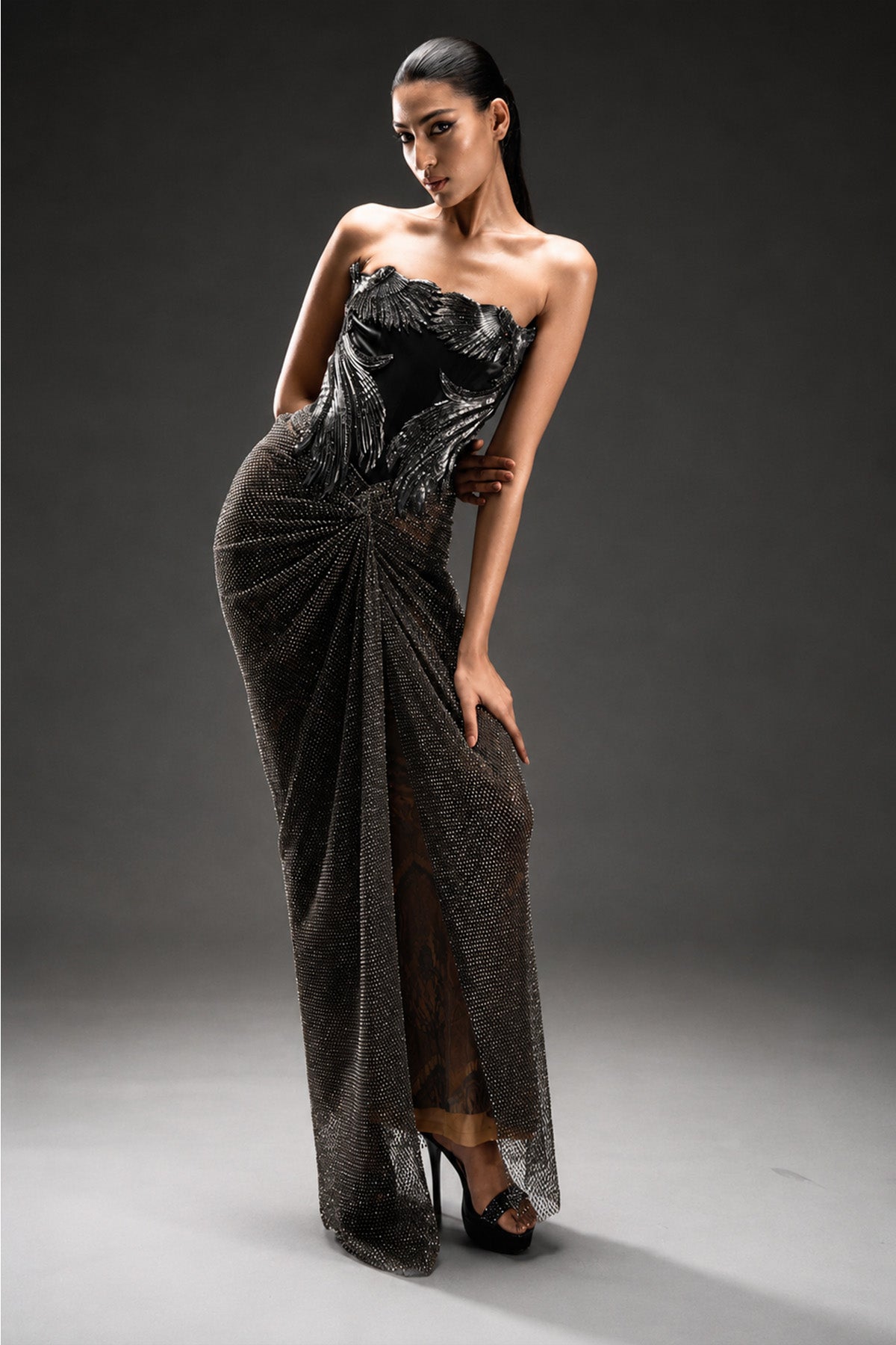Phoenix Embroidered Crystal Gown