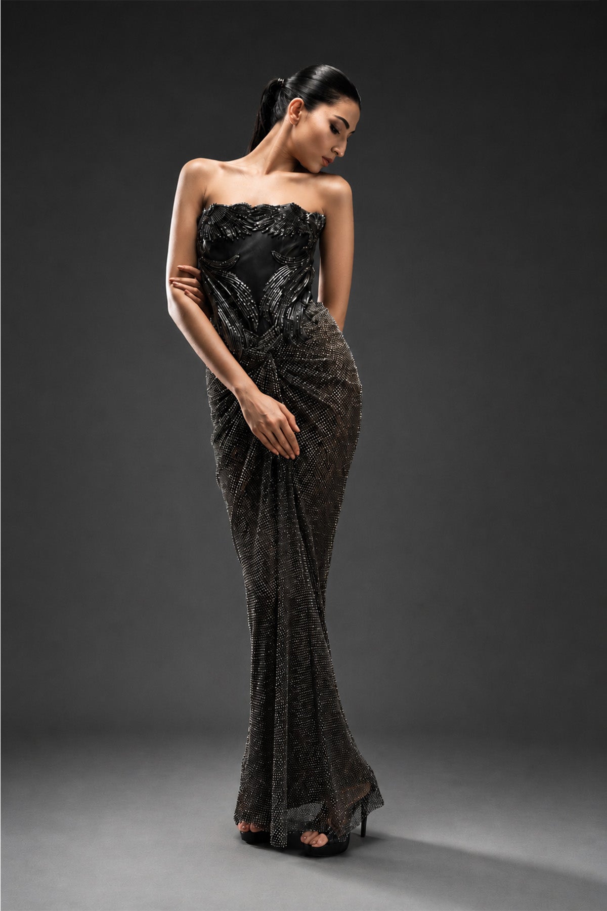 Phoenix Embroidered Crystal Gown