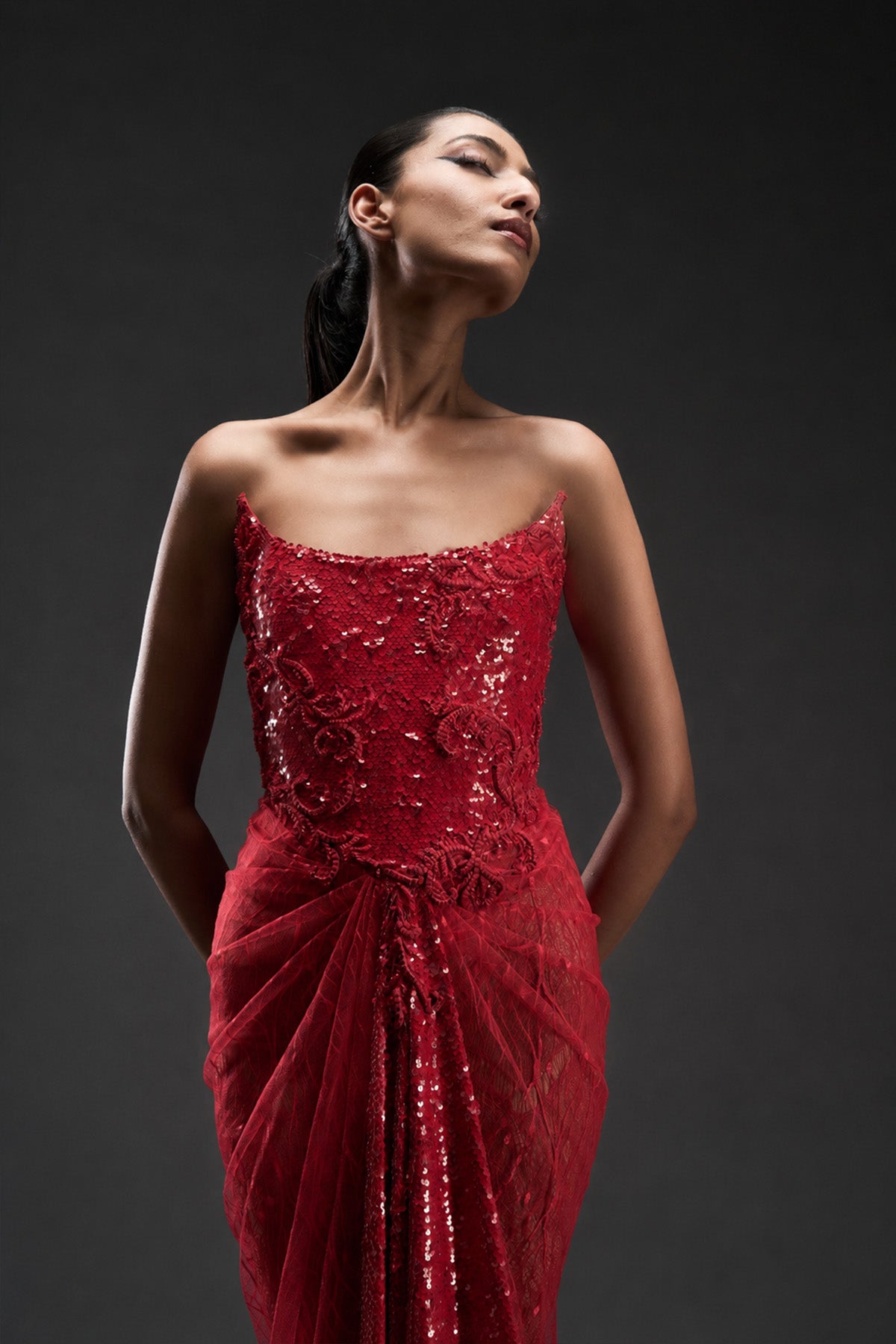 Floral Embroidered Tulle Gown