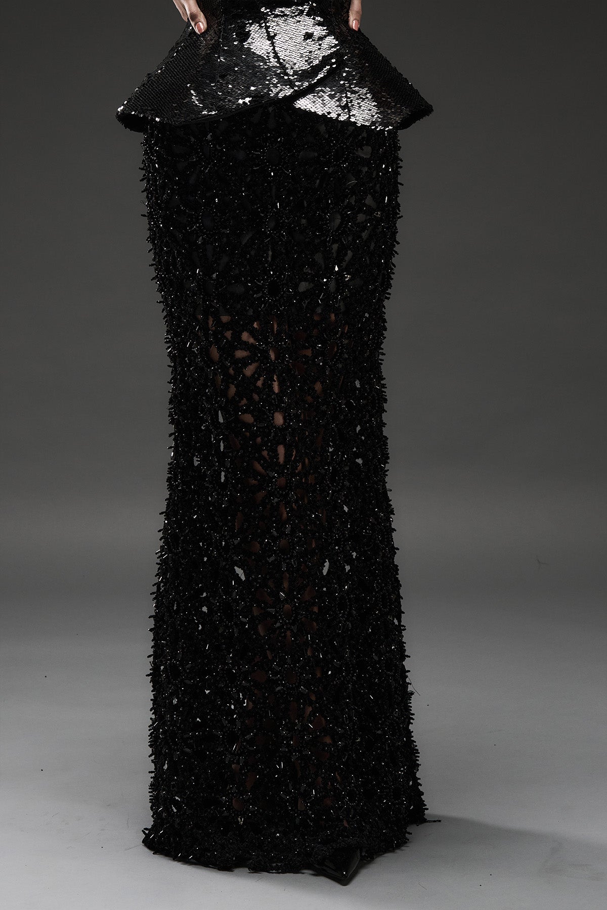 Embellished Straight Maxi Skirt