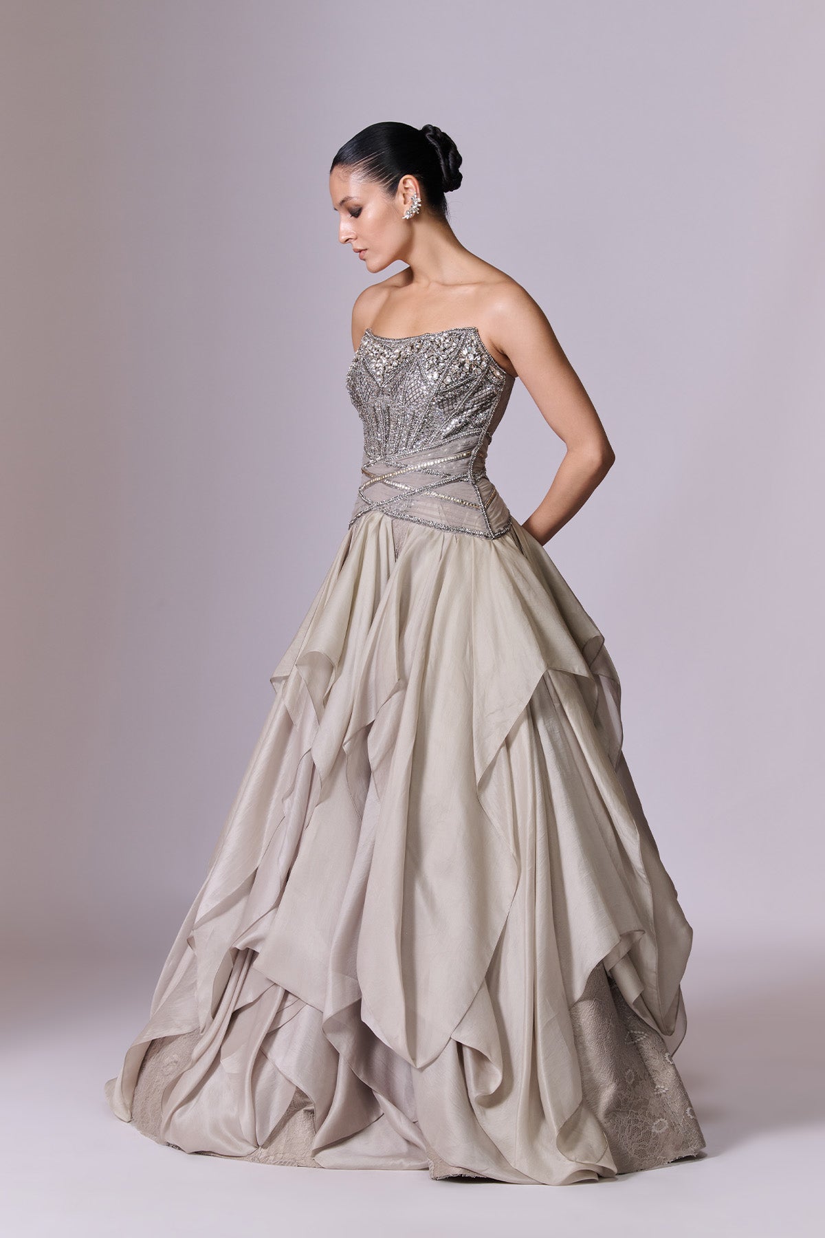 Slate Grey Embellished Gown