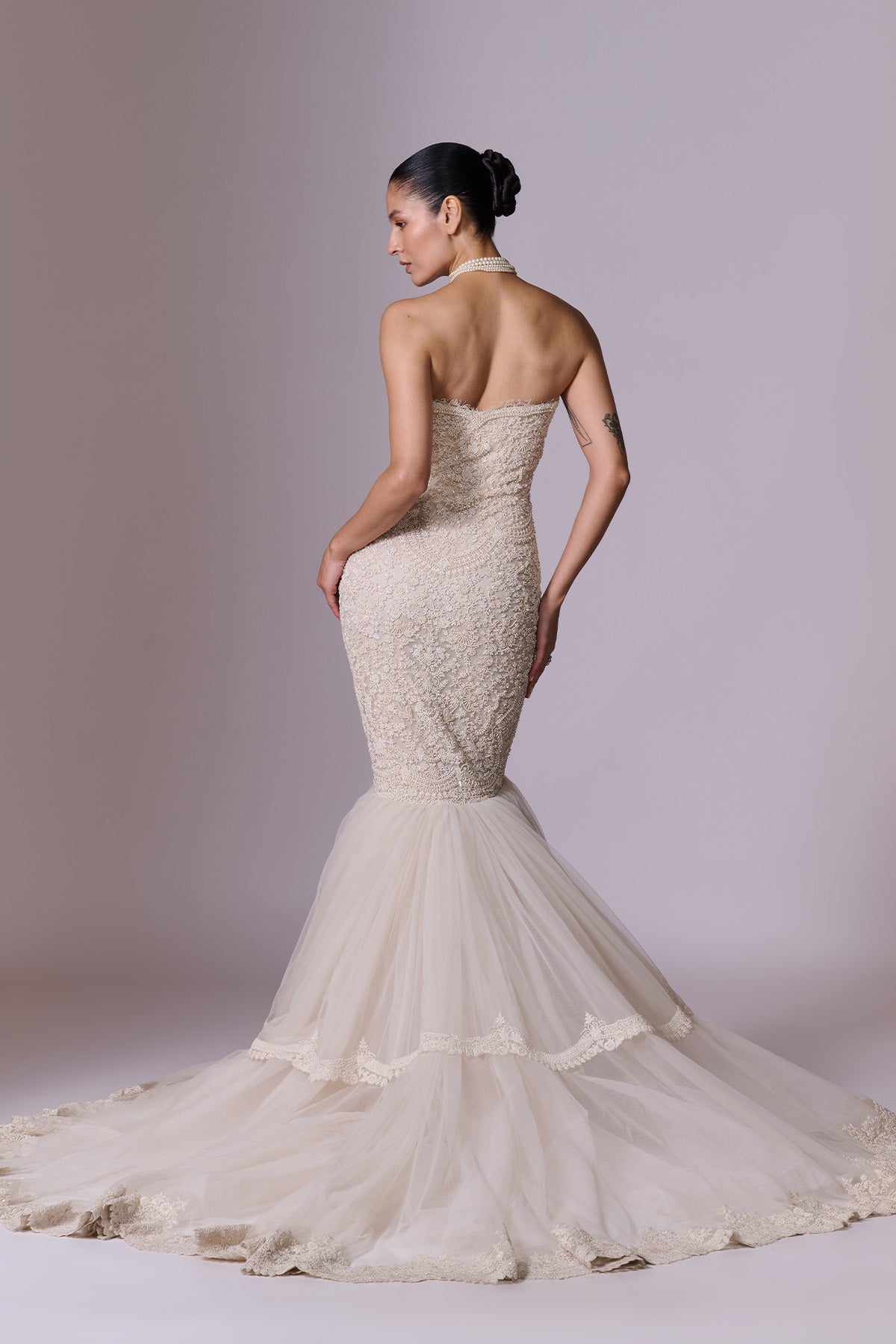 Pearl Sculpt Gown with Veil