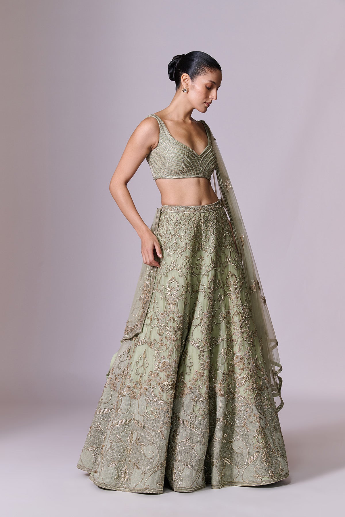 Sage Embellished Lehenga Set