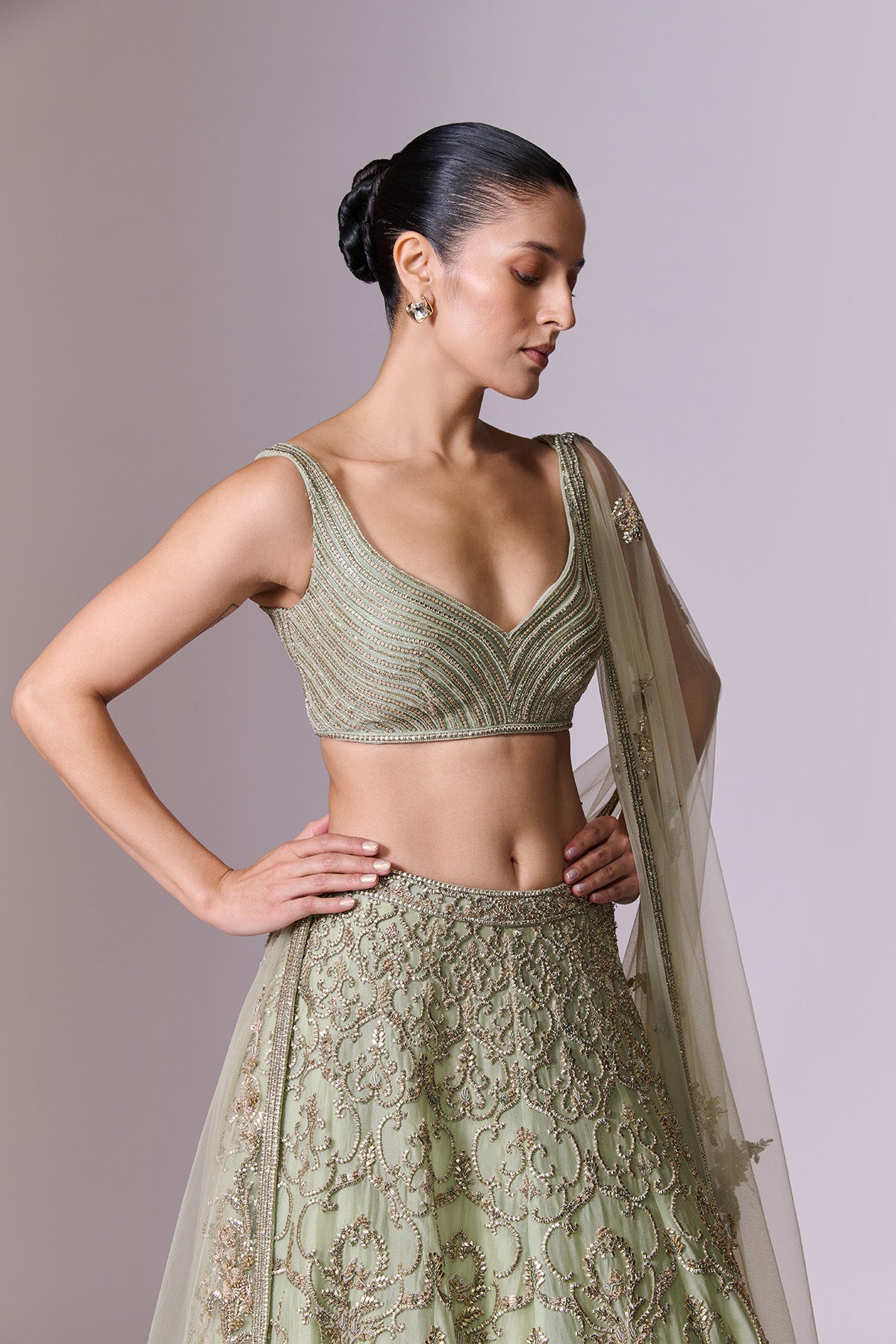 Sage Embellished Lehenga Set