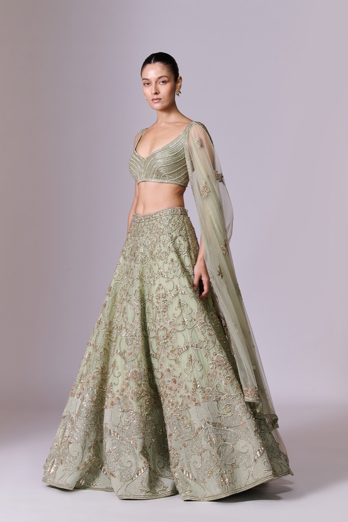 Sage Embellished Lehenga Set