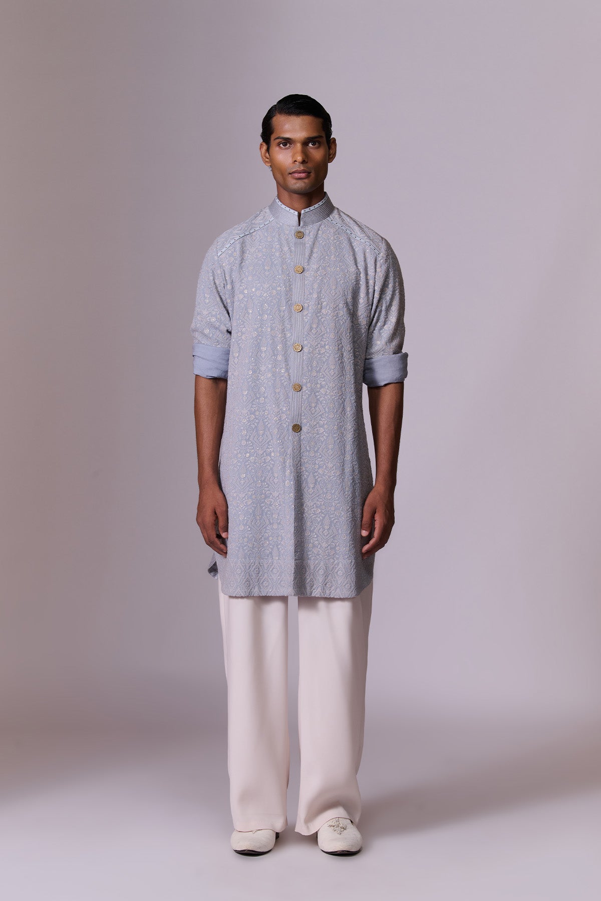 Aqua Embroidered Kurta Set