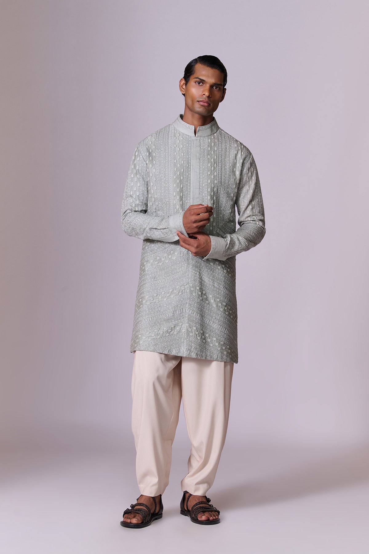 Aqua Tonal Embroidery Kurta Set