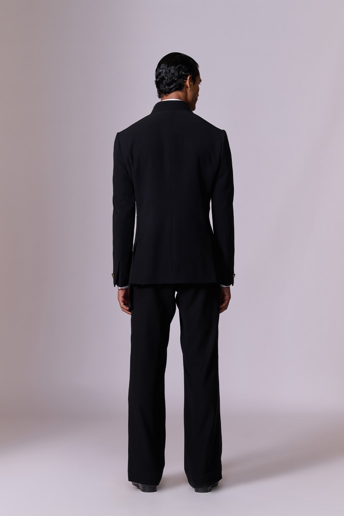 Black Drape Bandhgala with Crest
