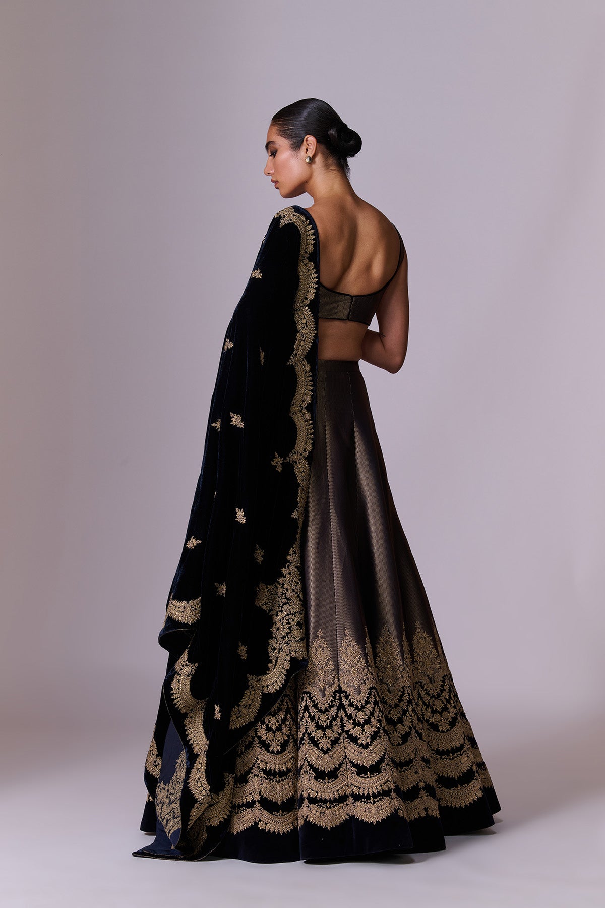 Gold Brocade Lehenga Set