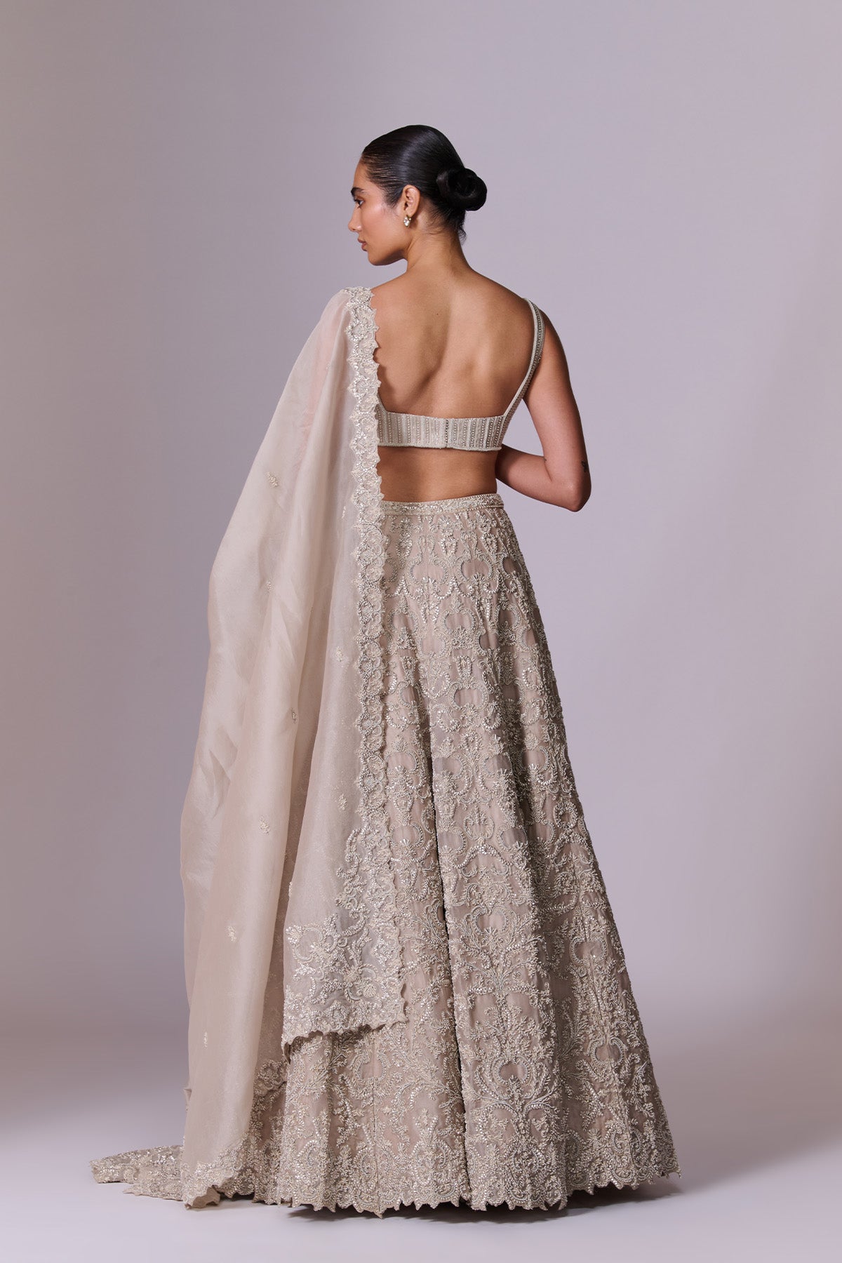 Taupe Sand Embroidered Lehenga Set