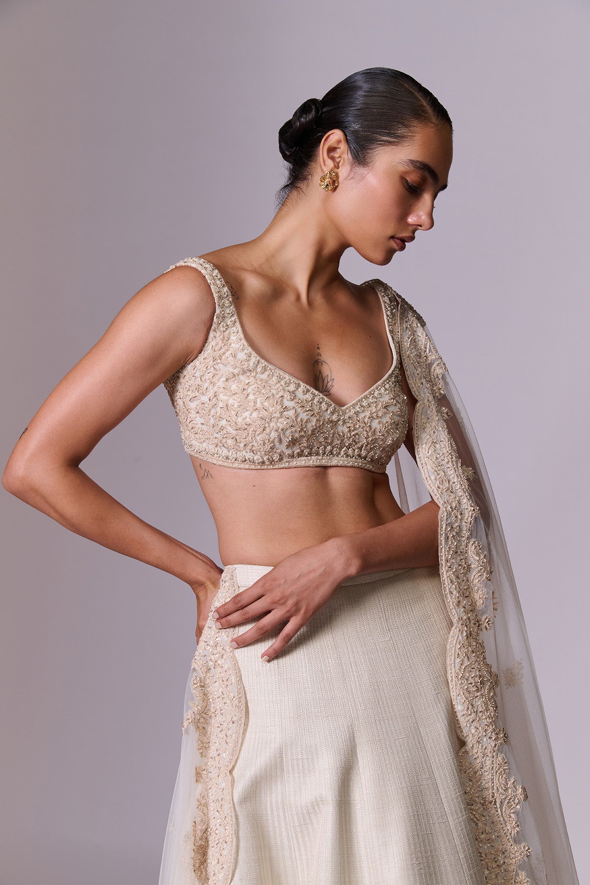 Ivory Flora Lehenga Set