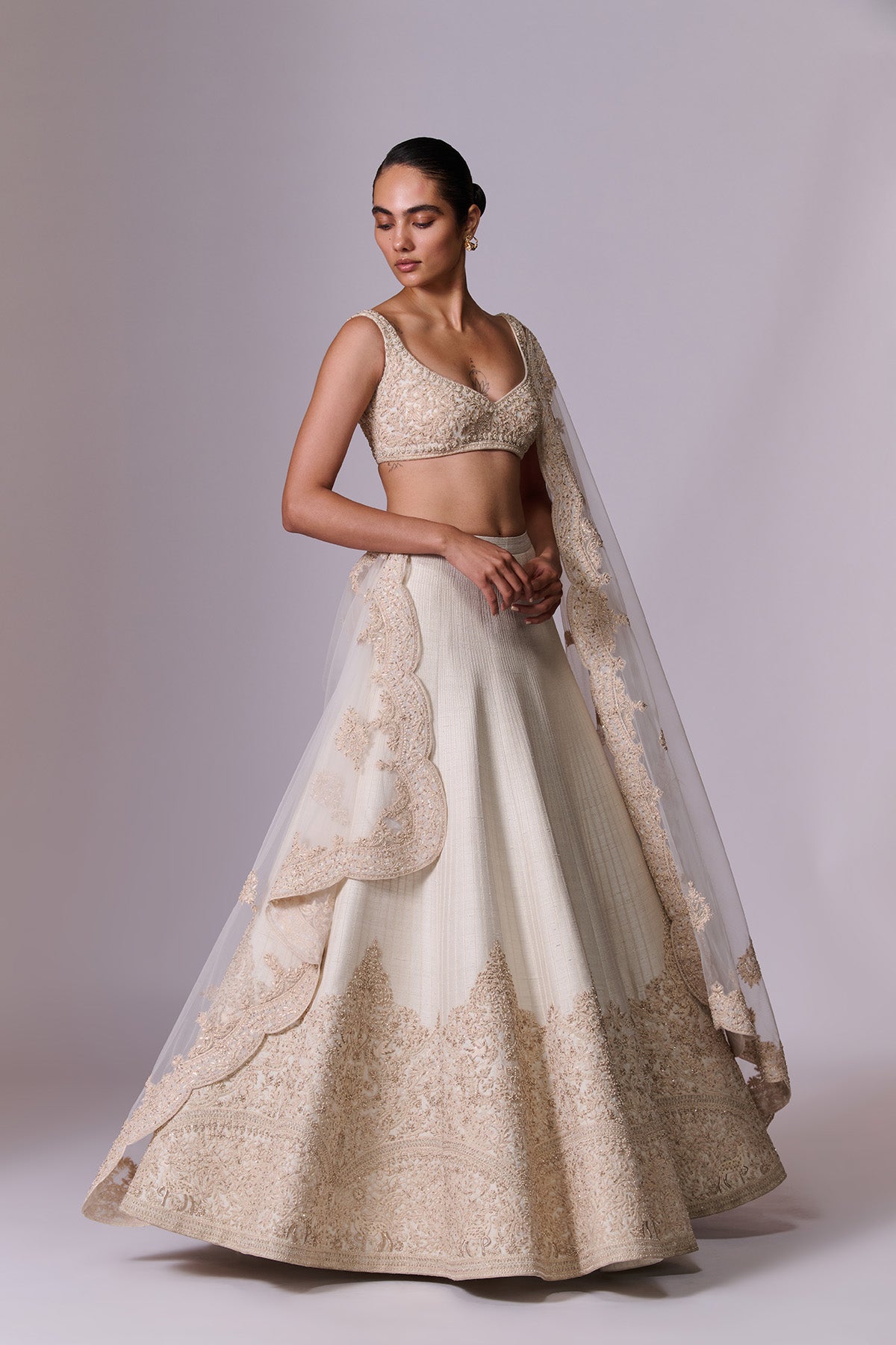 Ivory Flora Lehenga Set